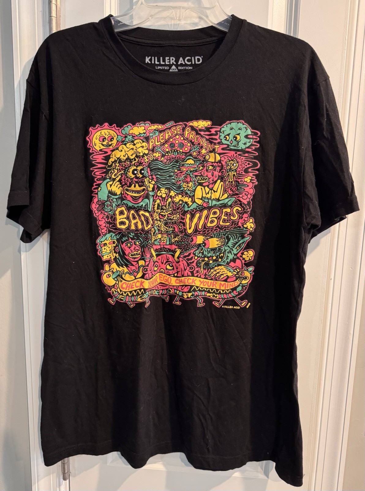 Killer Acid Man TShirt Large Black Tee Limited Edition Bad Vibes Art Streetwear