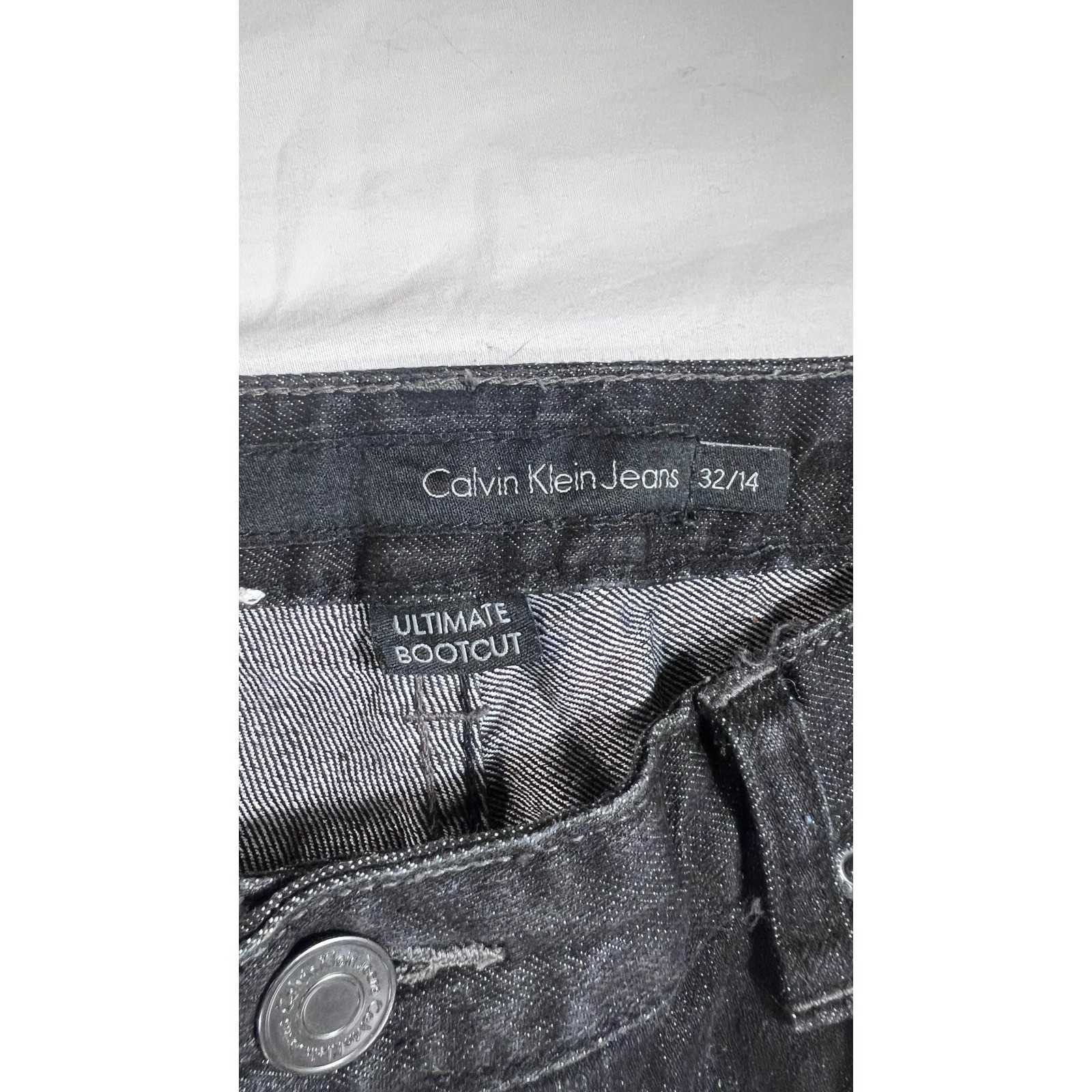 Calvin Klein Jeans Ultimate Bootcut Dark Wash Denim Pants Womens 32/14 Black