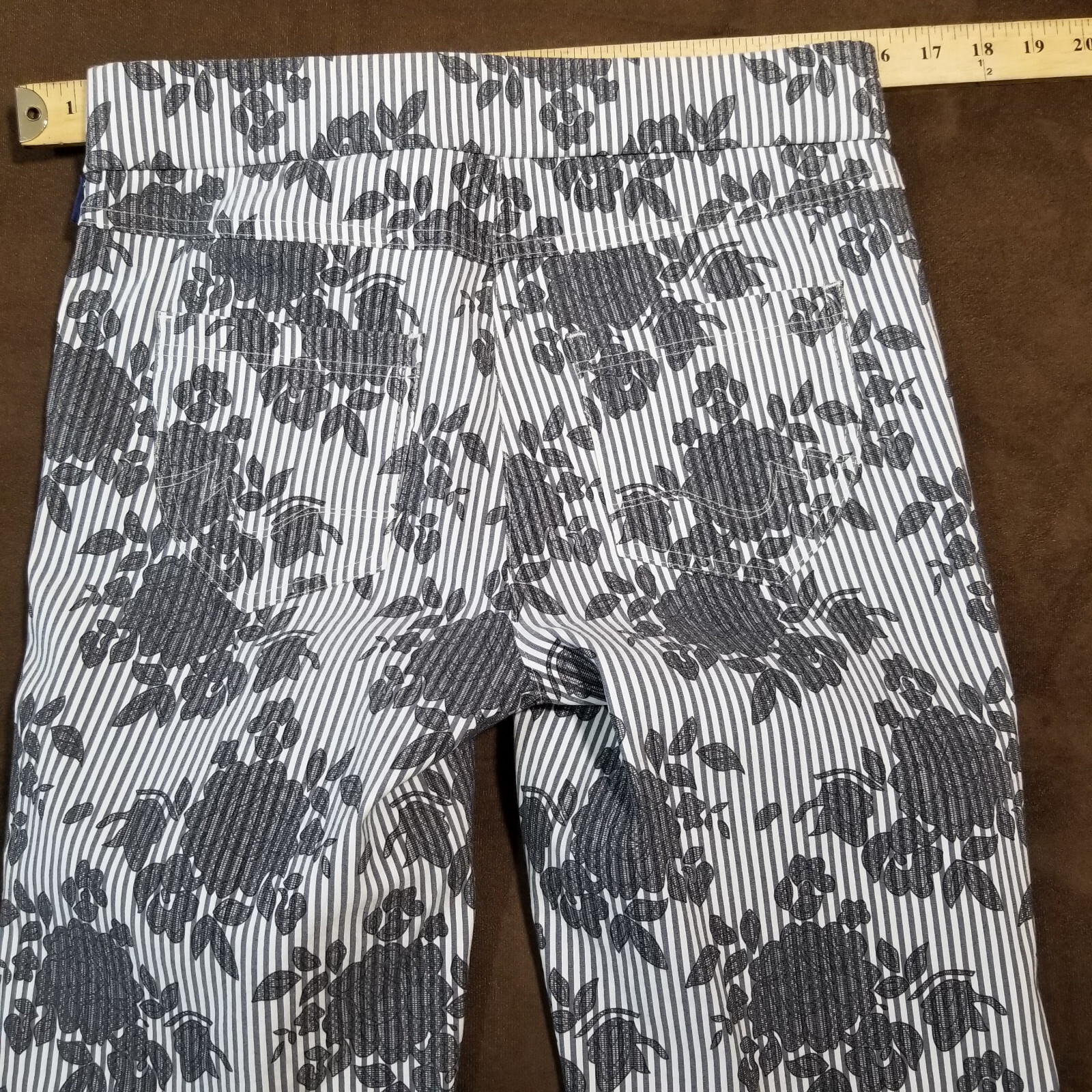 Robell Model Rose 09 Pull-on Pants Cotton Stretch Floral Trouser Sz 6 GRAY