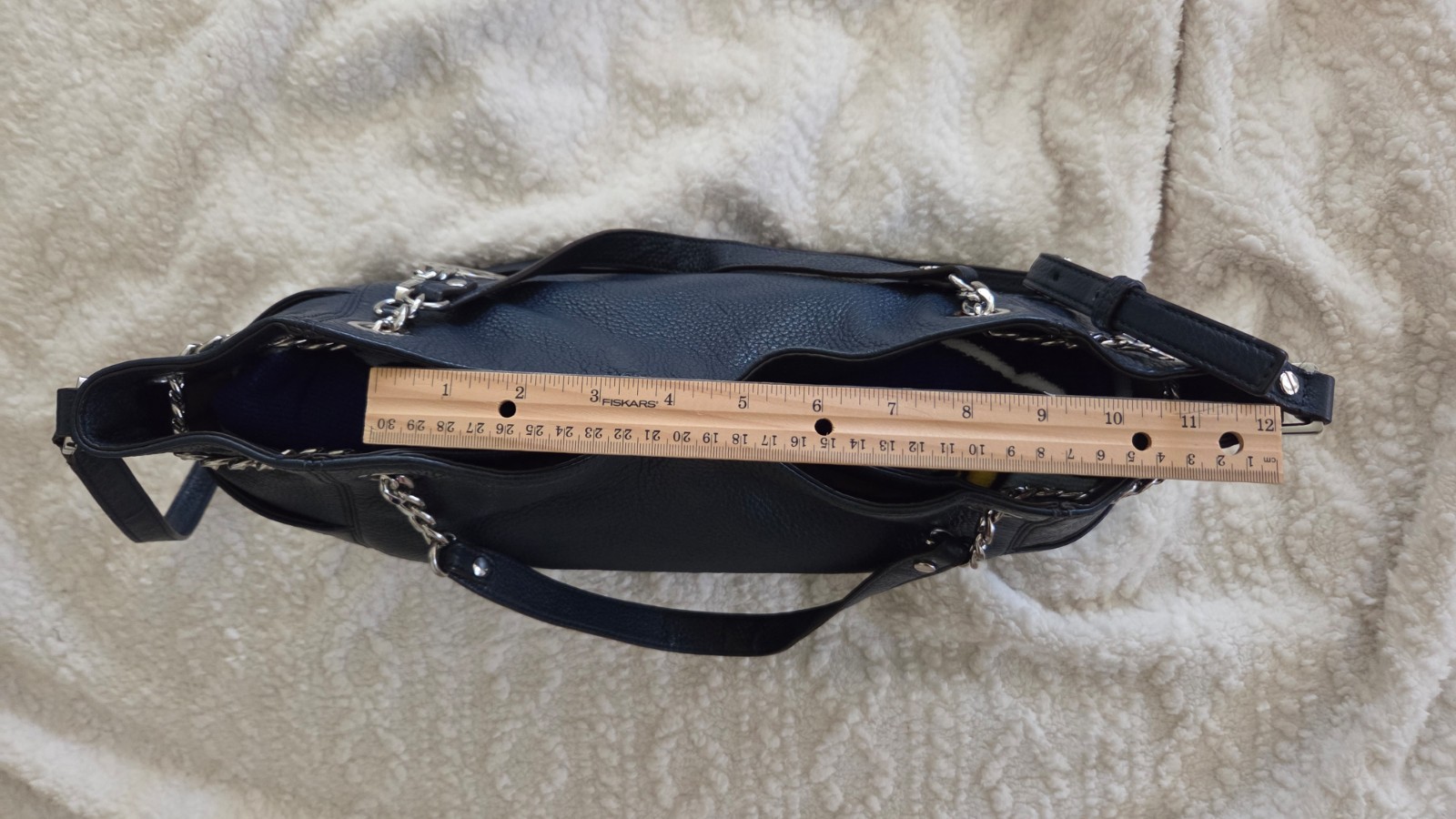Michael Kors Jet Set Chain Large Leather Shoulder Tote Navy Used (read desc)