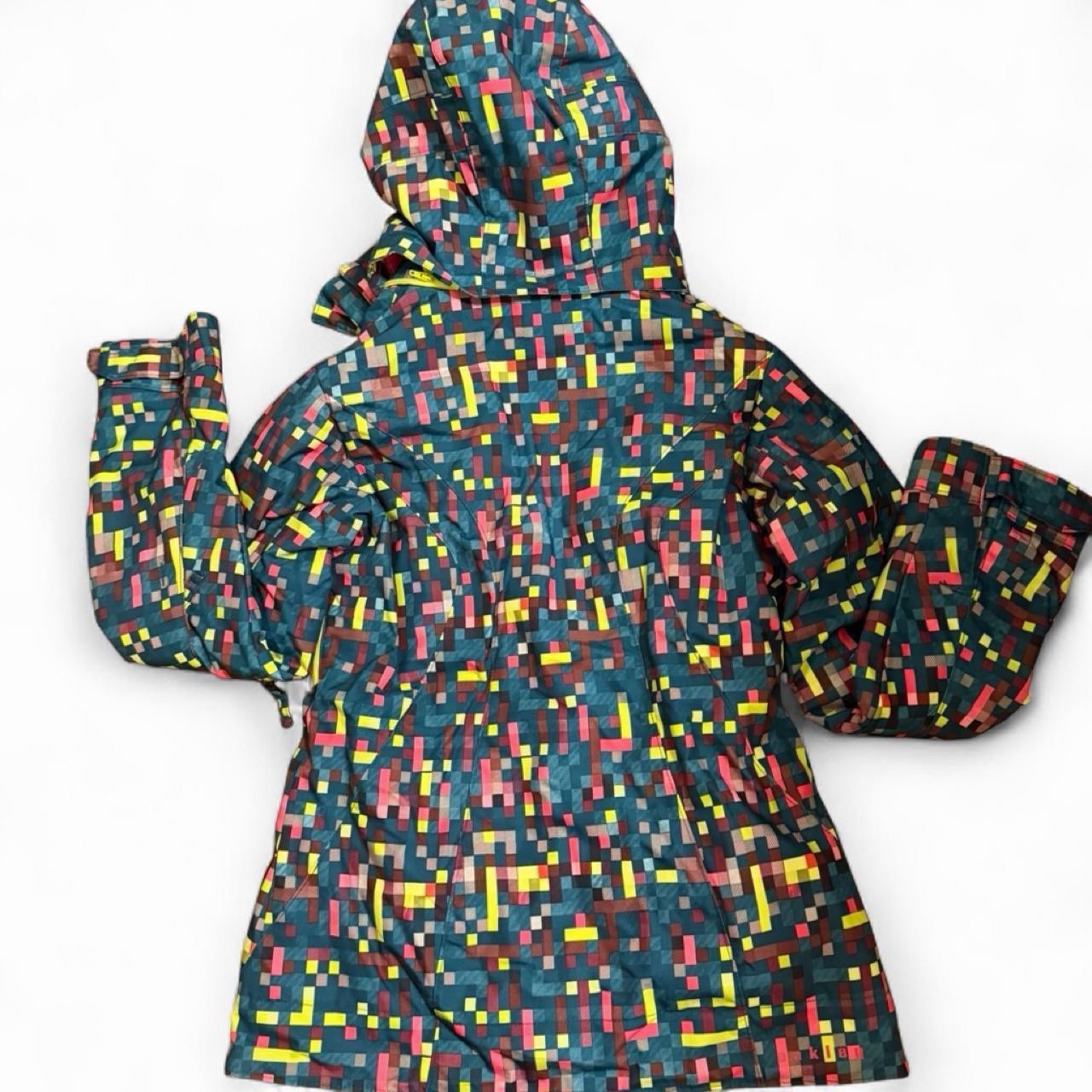 Vintage Y2K Oakley Technical Ski Jacket|Pixel Mosaic Print Neon Insulated Womens