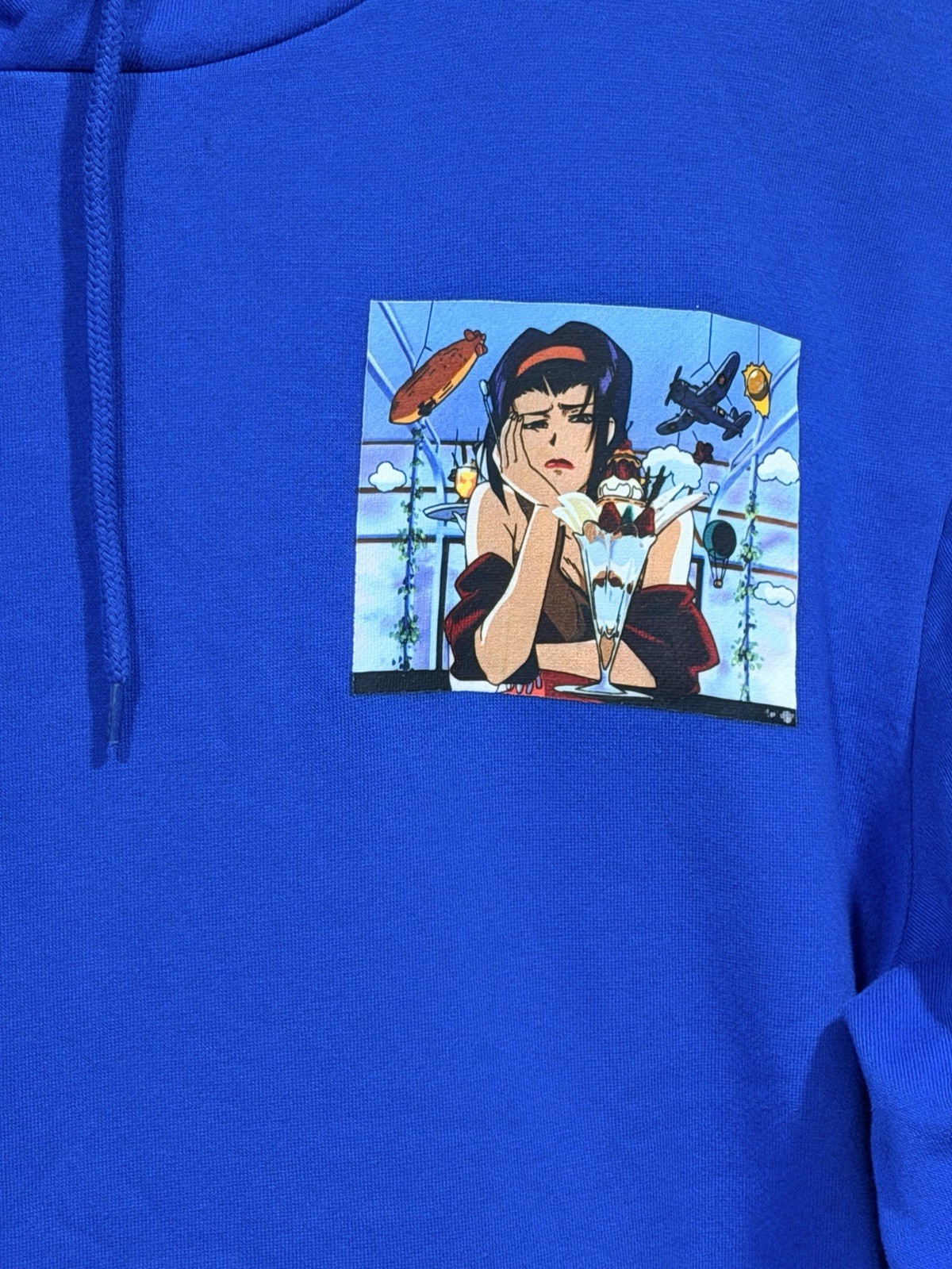 Cowboy Bebop Hoodie Faye Valentine Blue Anime Mens M Dumbgood Sexy Bounty Space