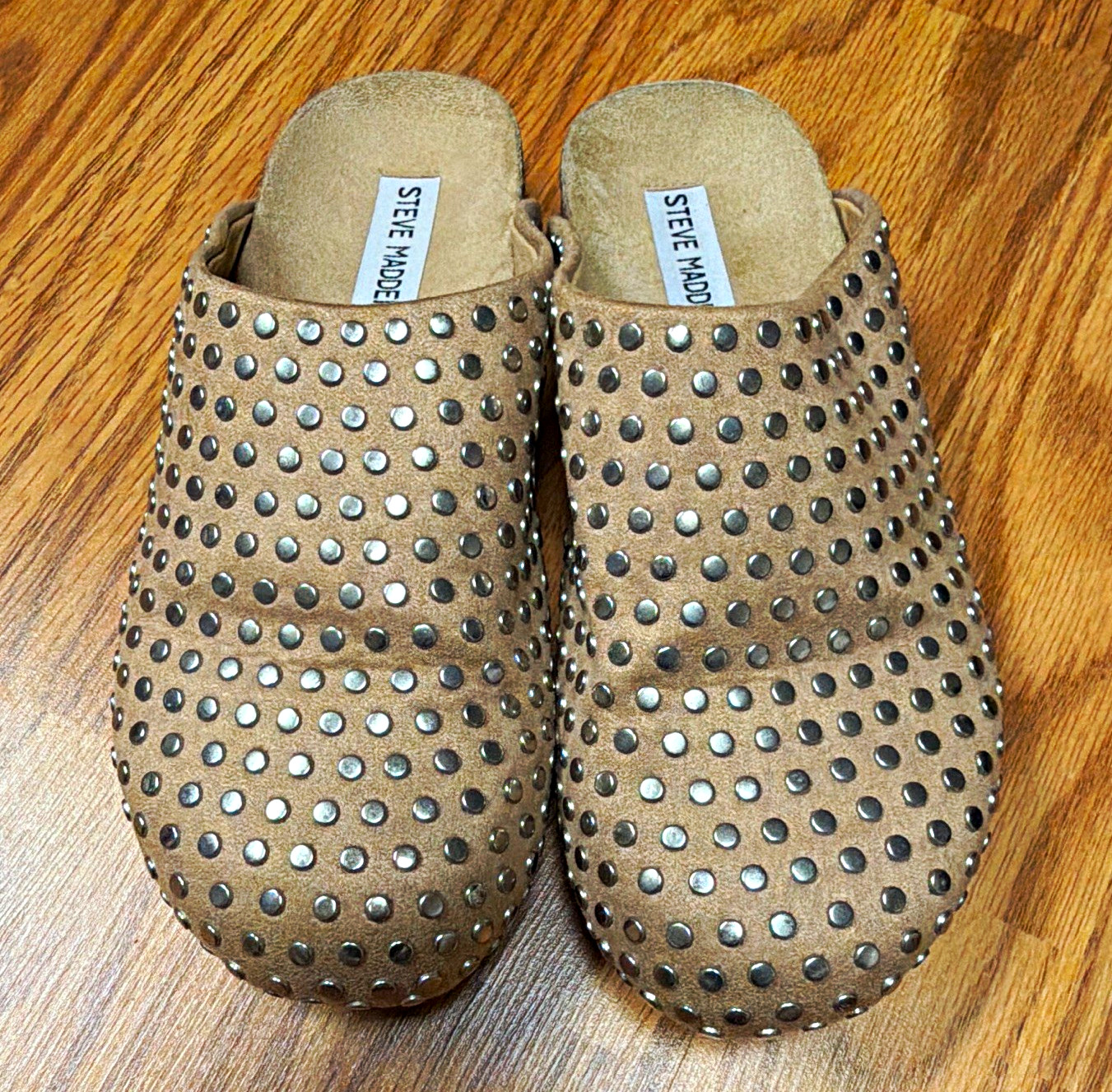 Steve Madden Vega Studded Slip-On Clog Mules Beige Women’s US 7