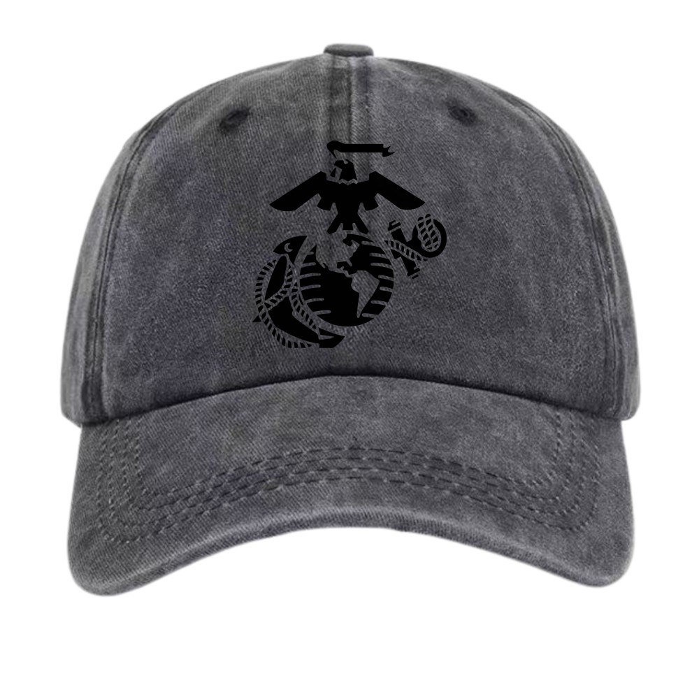 USMC Eagle Globe Anchor Washed Baseball Cap Adjustable Marine Corps Tribute Hat