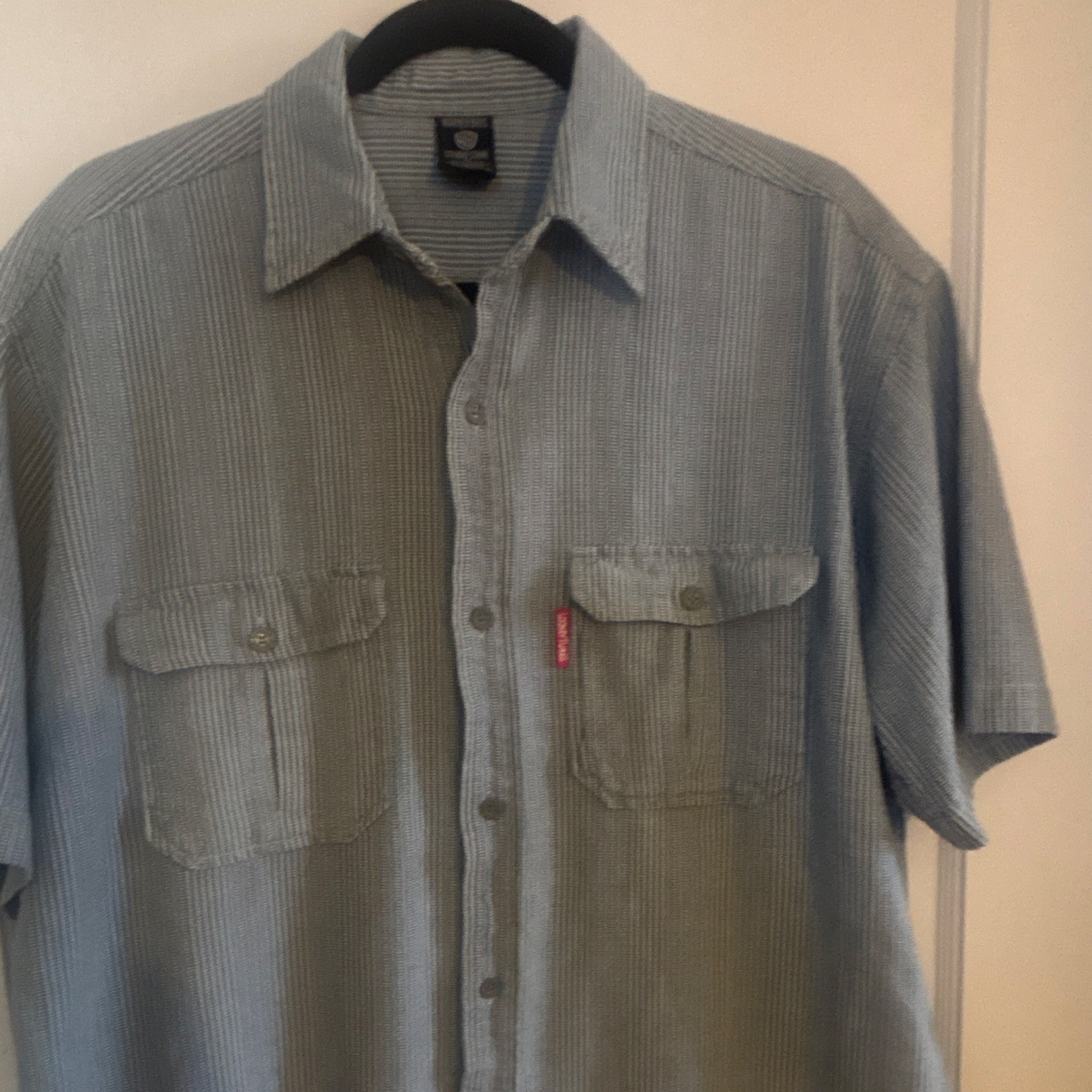 Warner Bros. Studio Store M Blue/White Striped Looney Tunes Shirt Pockets