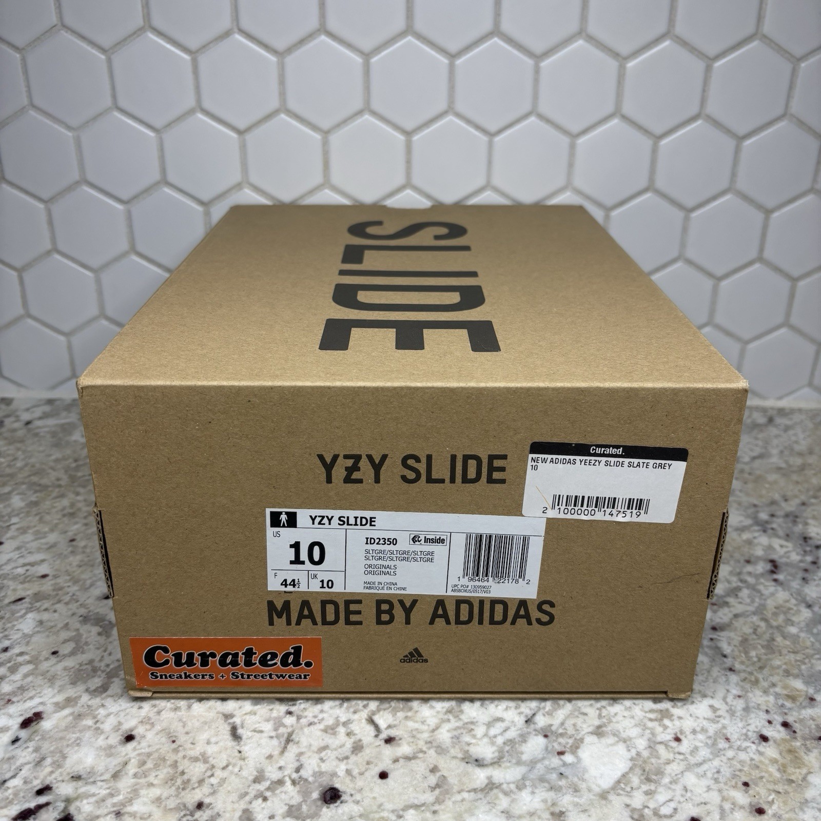 Size 10- adidas Yeezy Slide Slate Grey (ID2350) SHOE BOX ONLY