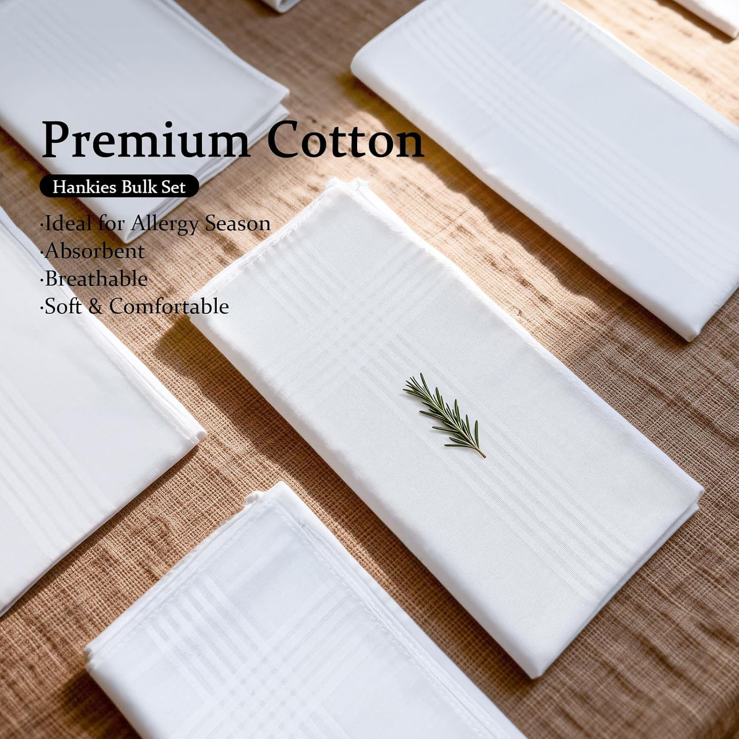 Soft Cotton White Men’s Handkerchiefs 16×16 Inch Mens Cotton Handkerchiefs