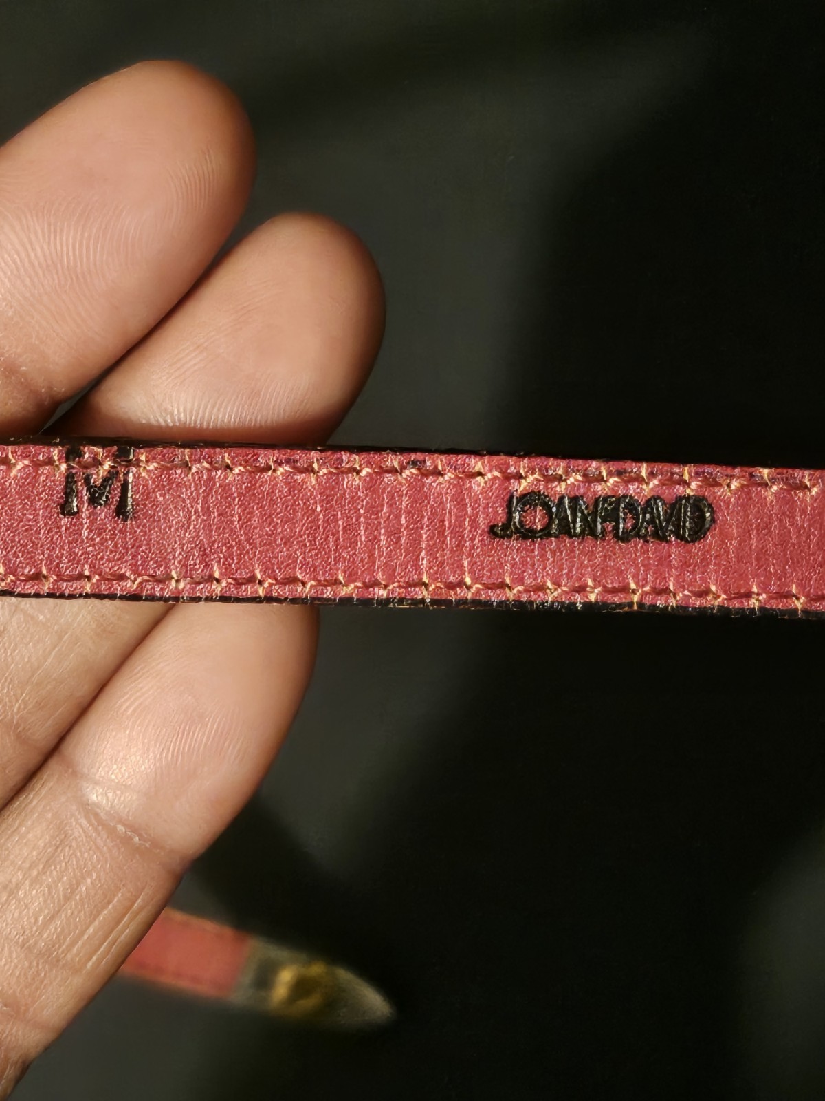 Vtg Joan & David Too Red Calfskin Leather Belt with Nickel Sliver Belt Buckle.