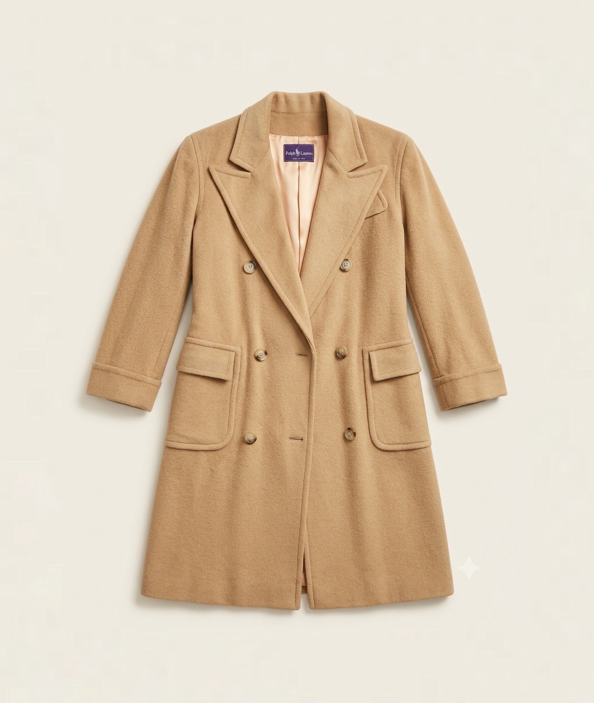 Ralph Lauren Purple Label Camel Hair Coat Women’s Double Breast 80s/90s Vintage