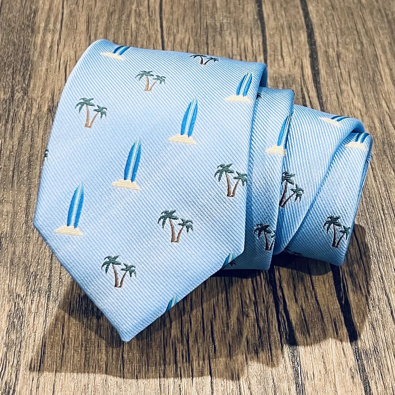 Surfing Board Coconut Tree Necktie Men Birthday Father’s Day Gift Beach Tie