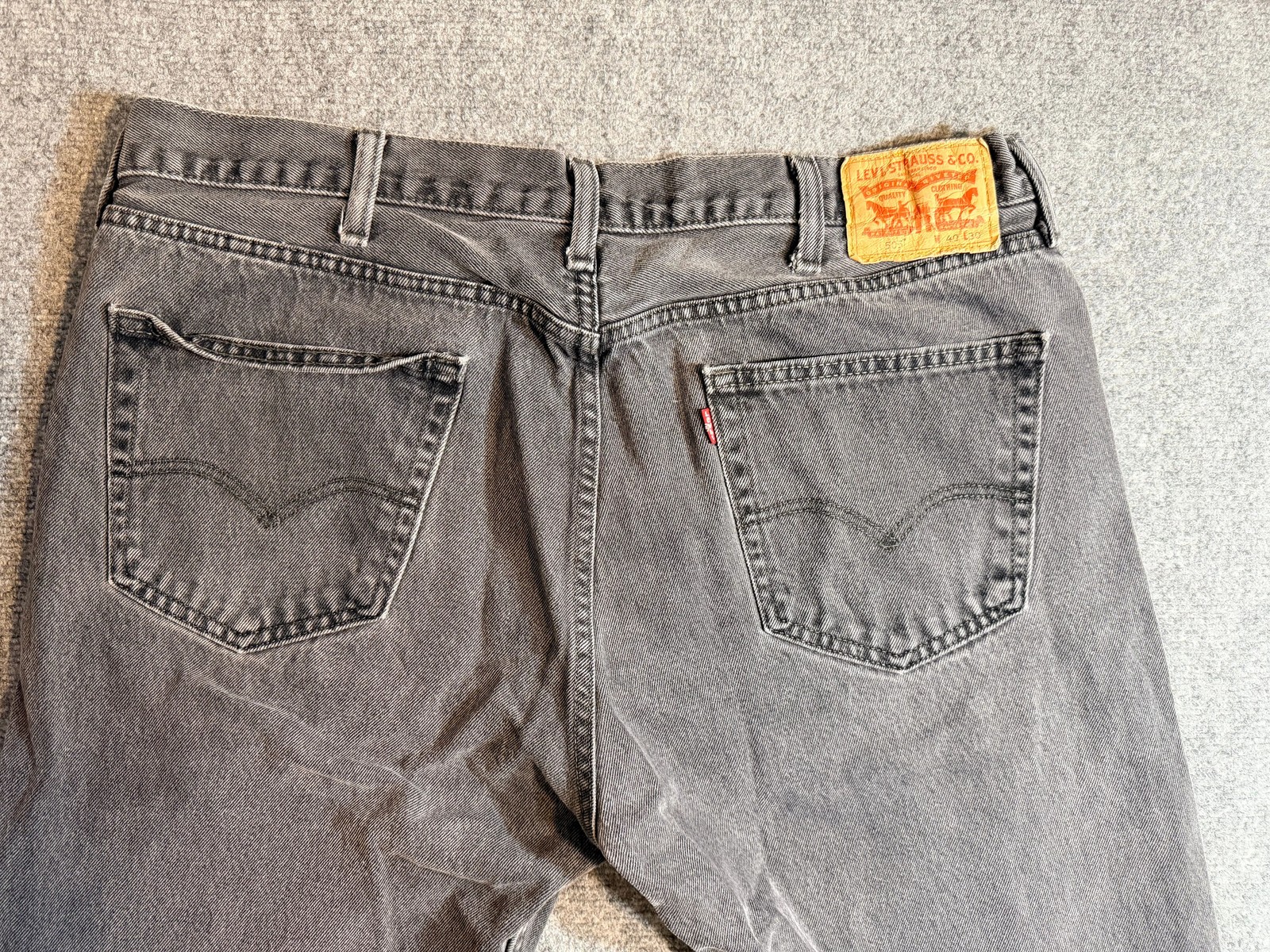 Levis 505 Mens Jeans 40×30 Black Washed Denim Regular Fit Straight Leg