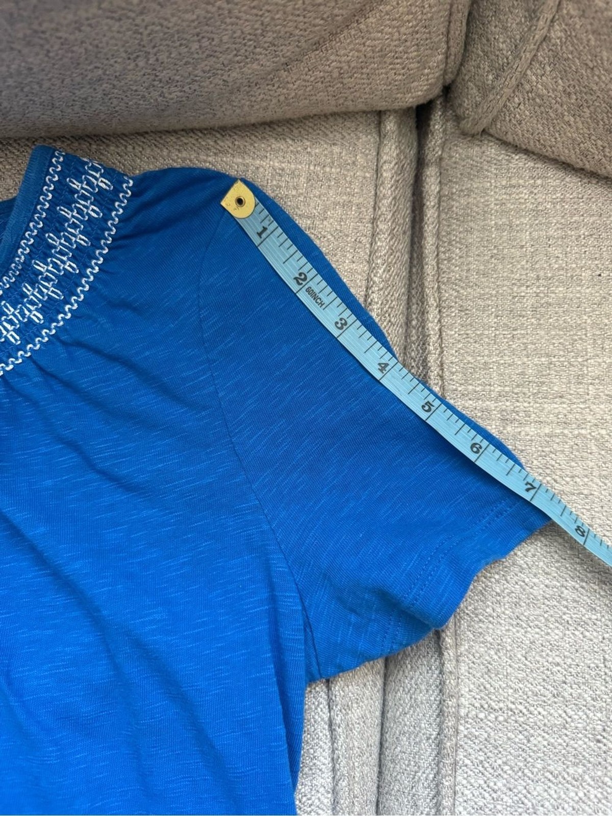 Talbots Blue Embroidered Scoop Neck Women’s Top, sz. M, 100% Cotton, EUC!