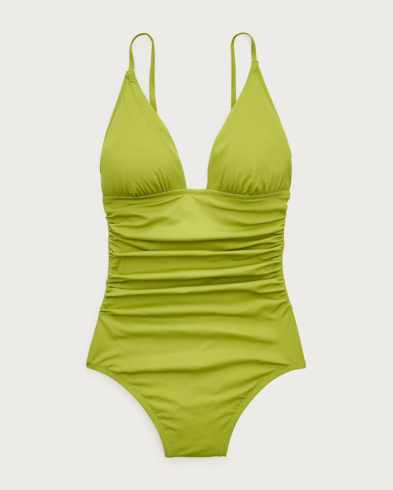 J.CREW Women’s Green Ruched V-Neck One-Piece Swimsuit Size 14 Adjustable Straps