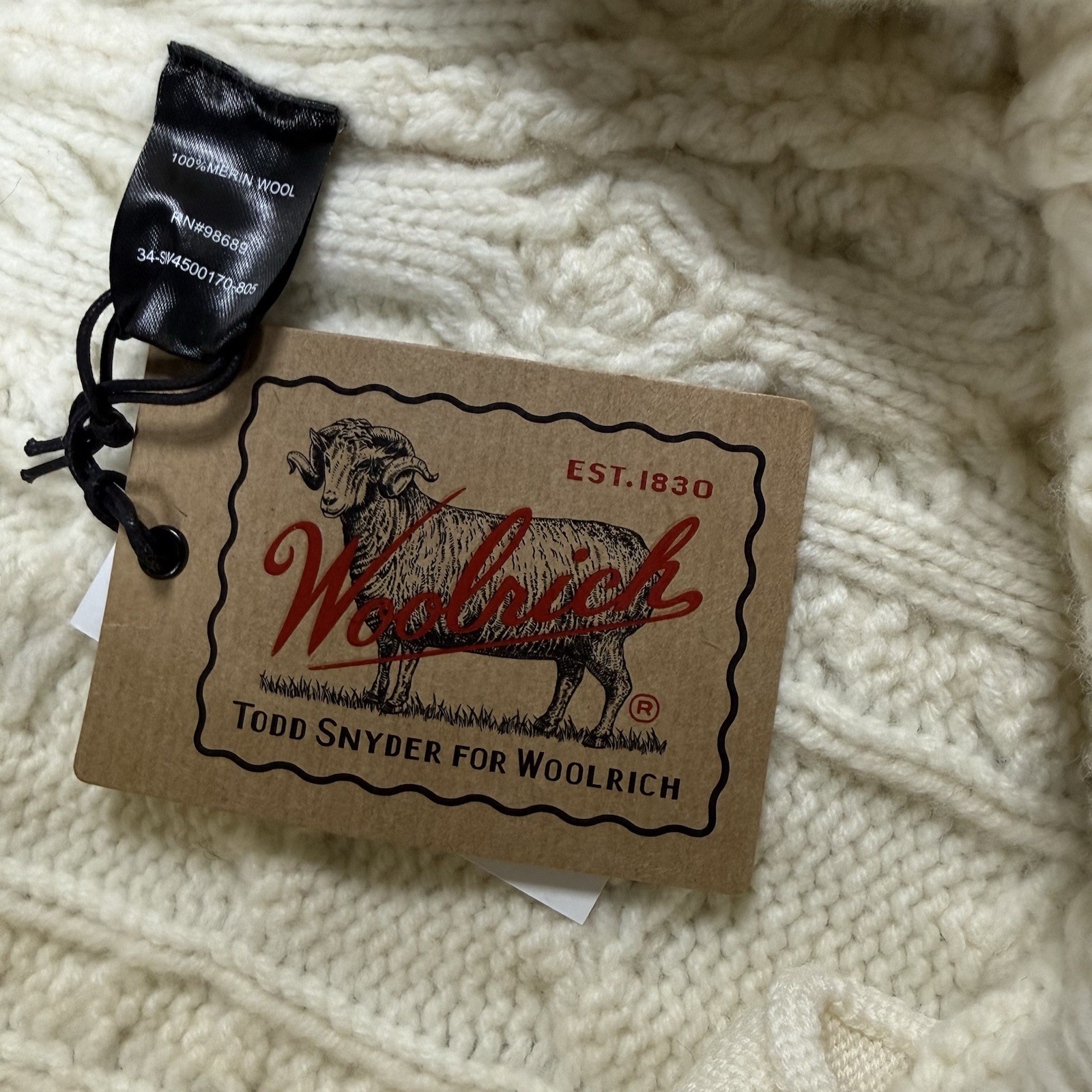 Todd Snyder Woolrich Cable Knit Shorts Sz XL 100% Merino Wool Cream NWT $428