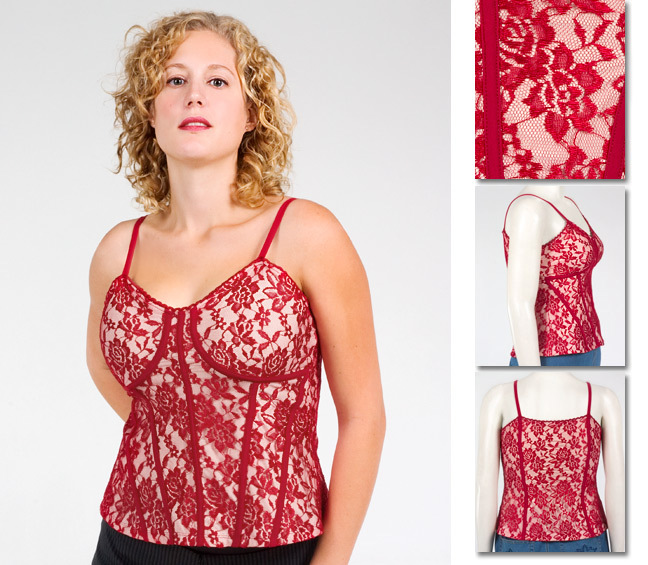 NEW! Zaftique CORSET LACE CAMISOLE Red GARNET 1Z 5Z / 16 32 / XL 1X 5X