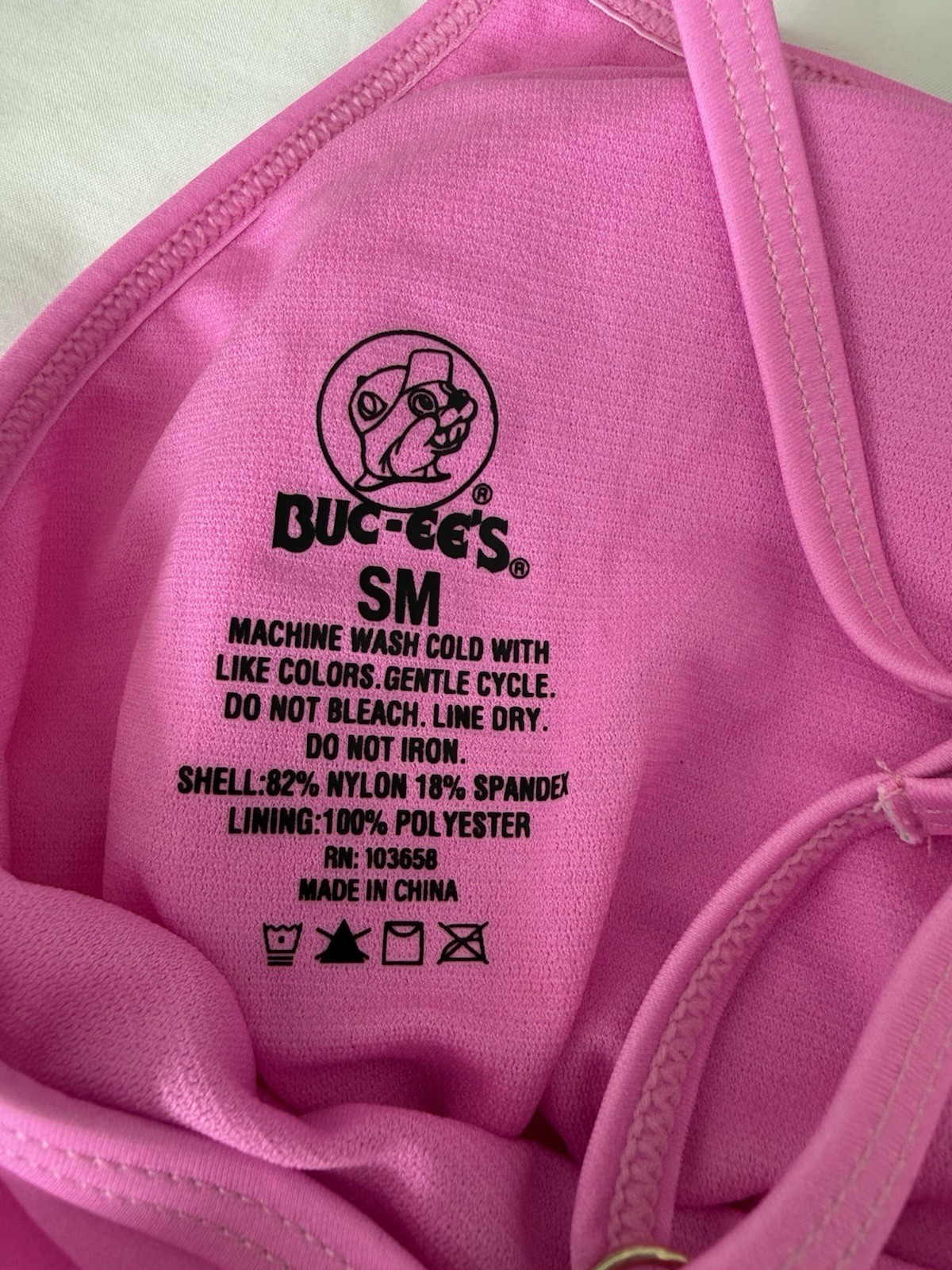 Buc-ee’s Iconic Beaver Logo Hot Pink Swim Crop Top Tankini Sz S New with Tags
