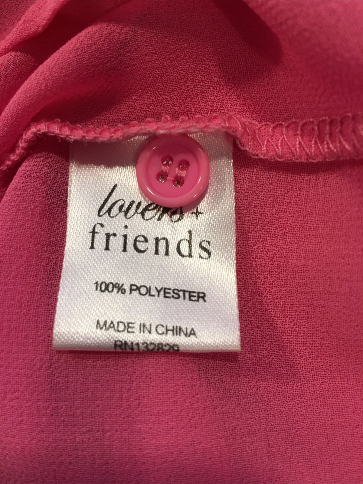 Lovers + Friends Women’s Size XS Sleeveless Collared Flap Pockets Sheer Shirt