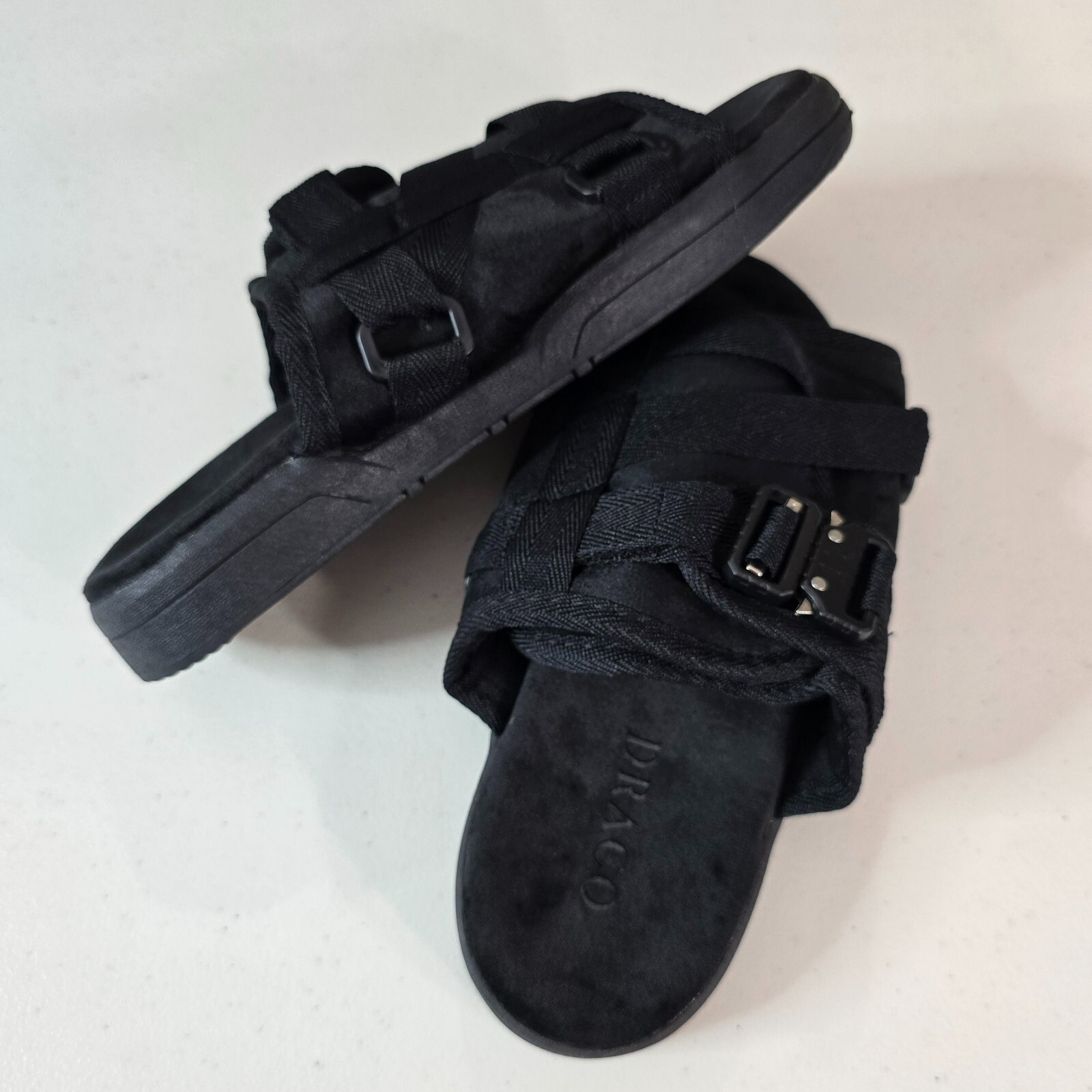 DRACO Slides Size 7-8 7.5 Men’s Phantom Black Remastered Slide Sandals Shoes NEW