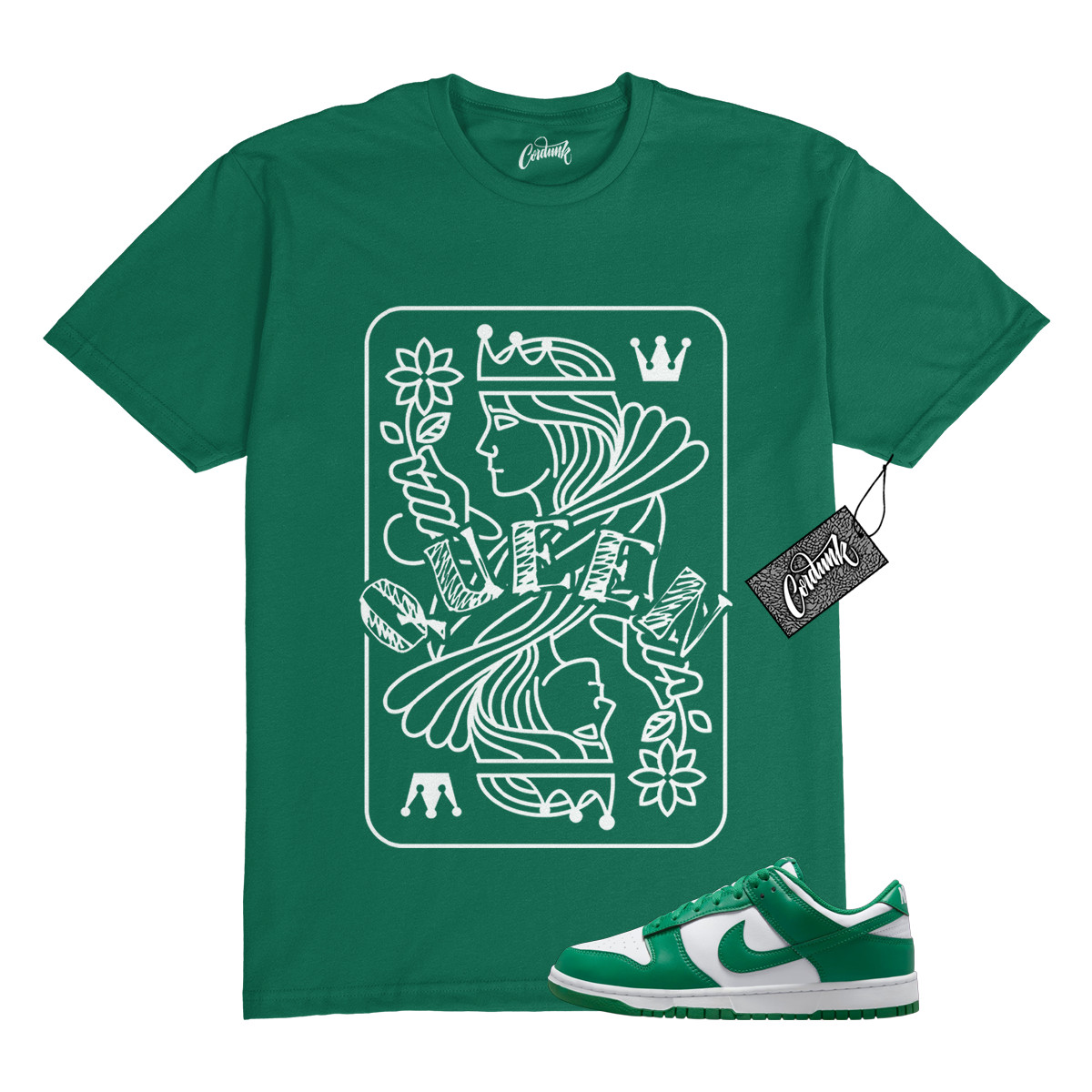 Dunk Malachite Green White Low T Shirt Match QUEEN