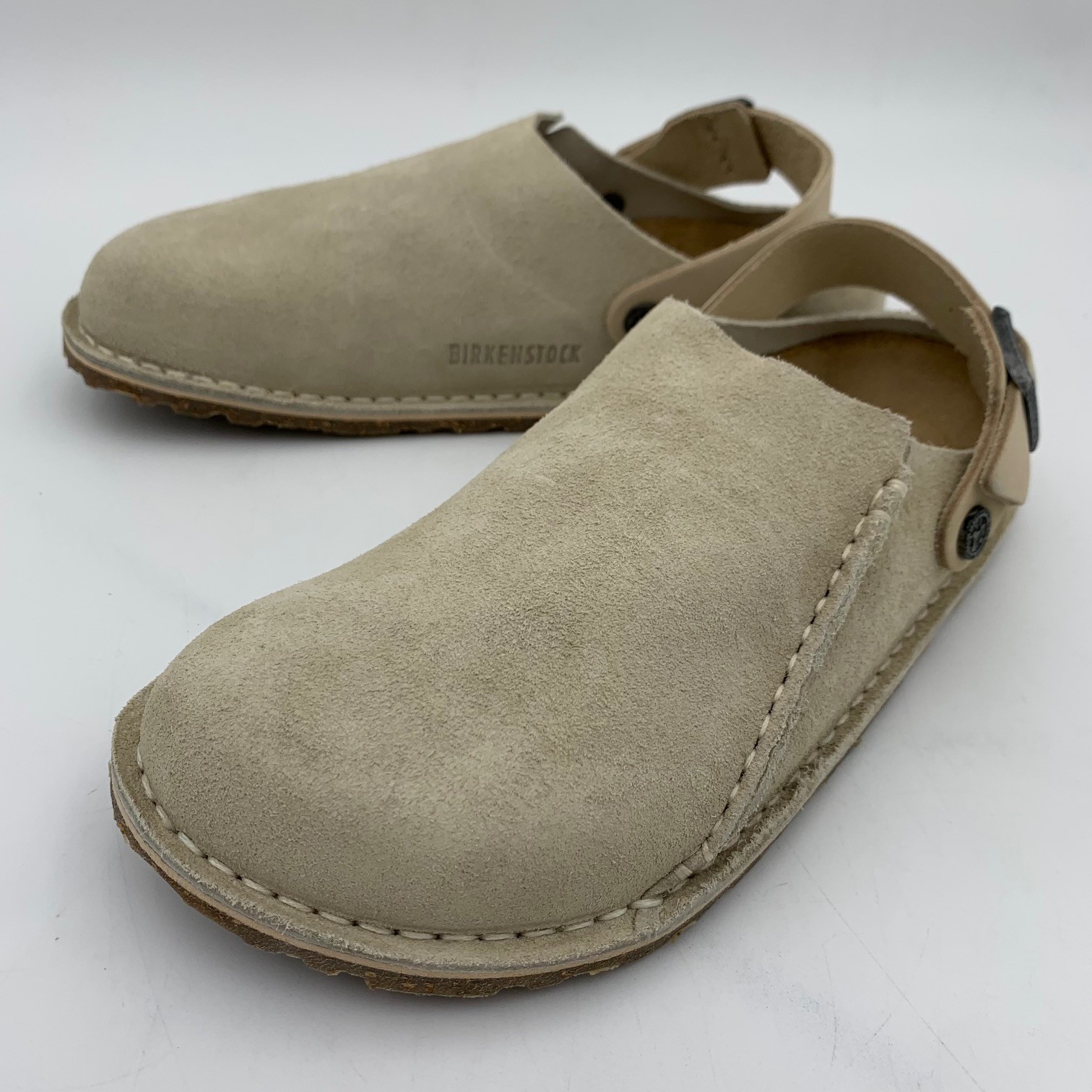 Birkenstock New w/ Box Lutry Premium Eggshell Suede Leather Regular 1026344