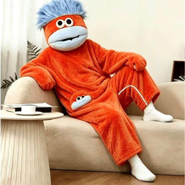 Cute Cartoon Muppet Lounge Wear Big Mouth Monster Holiday Costume Party Pajama