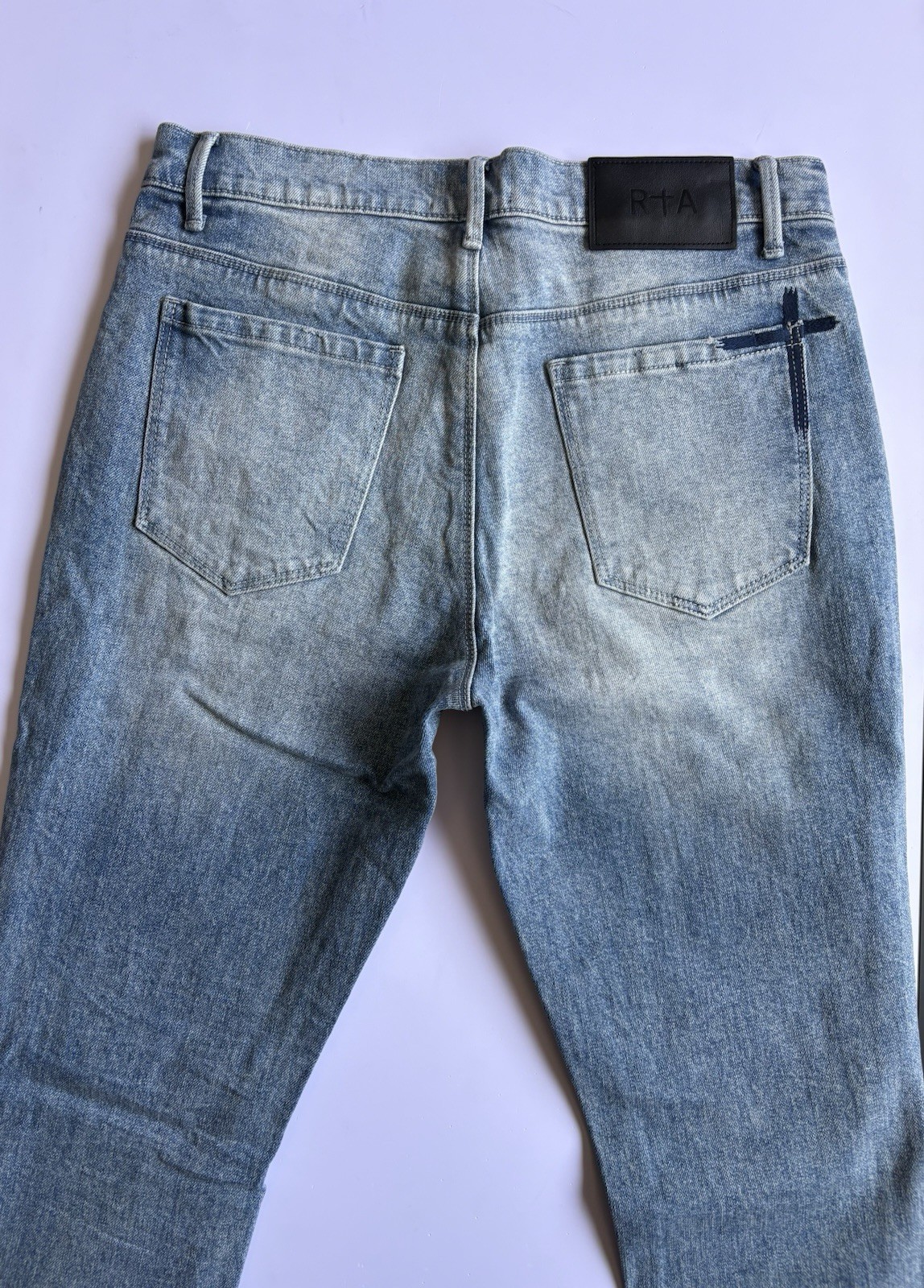 RTA Men’s Light Blue Distressed Jeans Size 32 Luxury Designer Streetwear