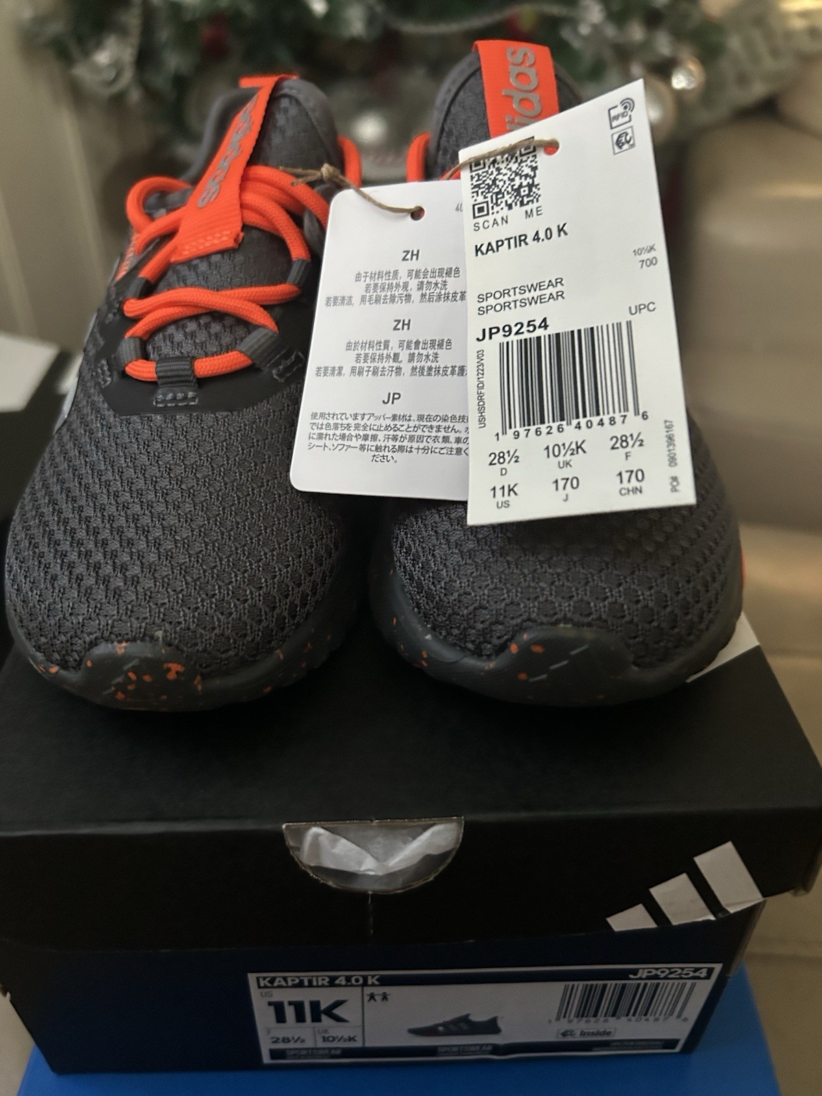Boys Adidas Kaptir 4.0 Shoes, Size 11k, New In Box