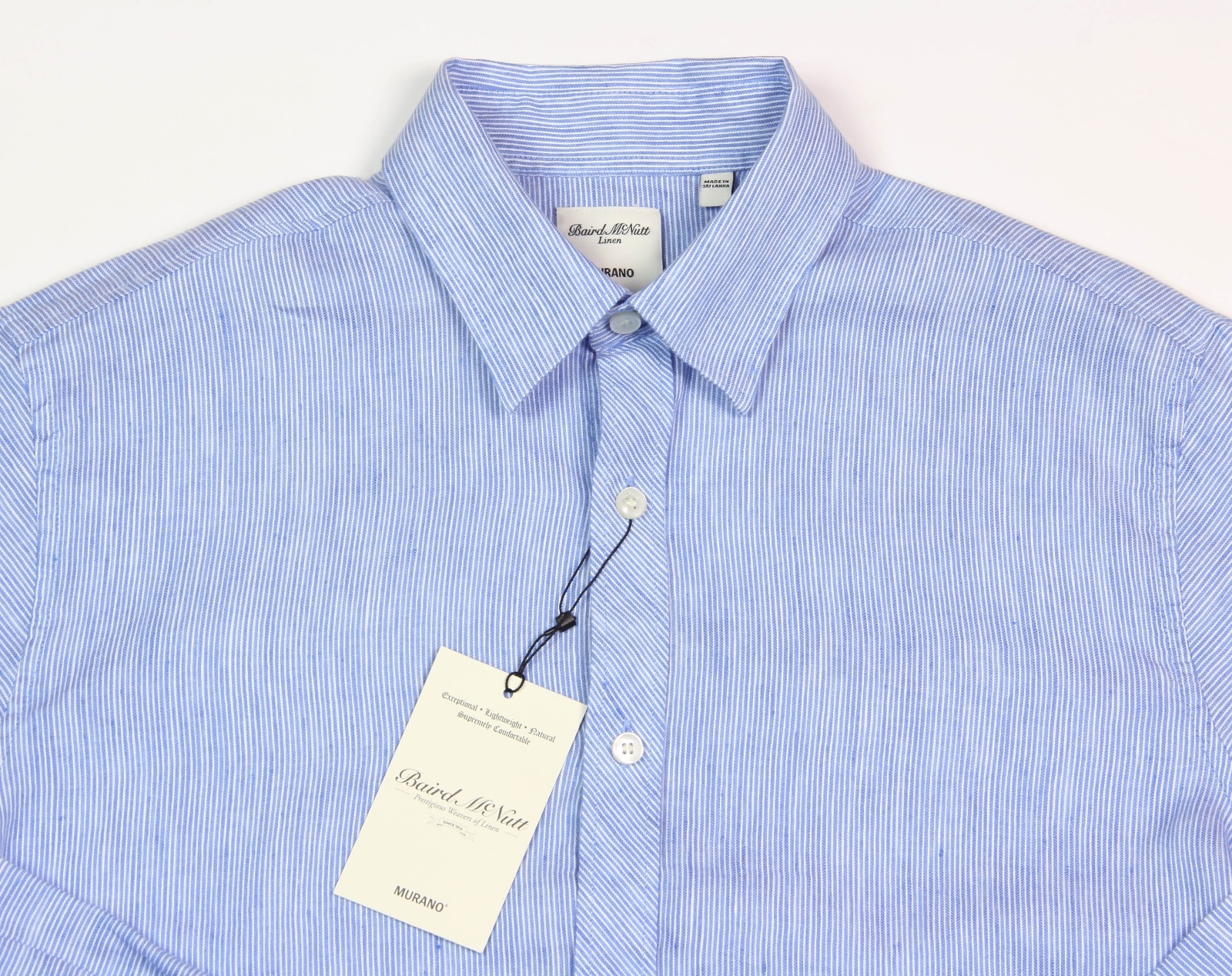 Men’s MURANO Fresh Blue White Stripe / Striped Linen Shirt L Large NEW NWT HOT!