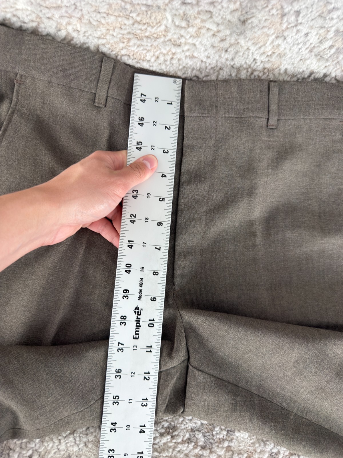 TownCraft Size W34 Worsted Wool Blend Minimalist Preppy Straight Leg Pants Brown