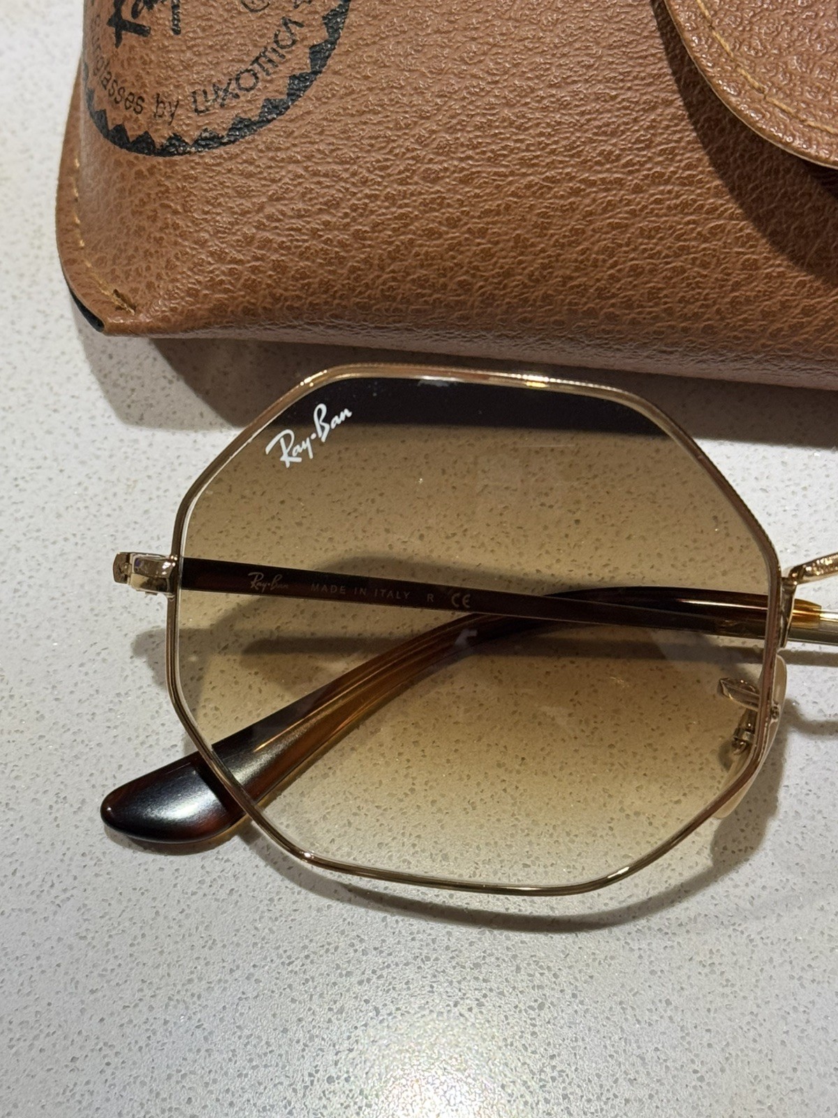 Ray Ban Octagon 1972 Sunglasses Gold Brown Gradient 914751 54-19 Metal