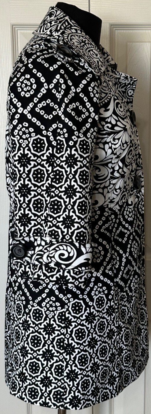 Women’s Multiples Black & White Buttoned Jacket Cotton Polyester Blend Size XS