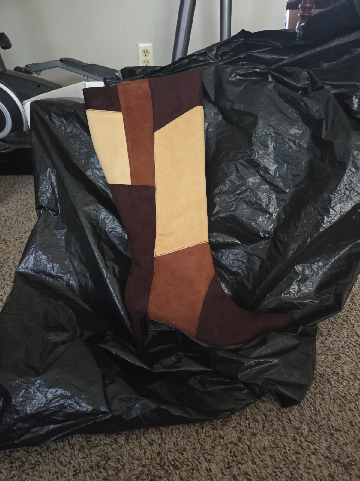 Classique Multi Brown Patchwork Knee High Heeled Boot Women’s Size 10M