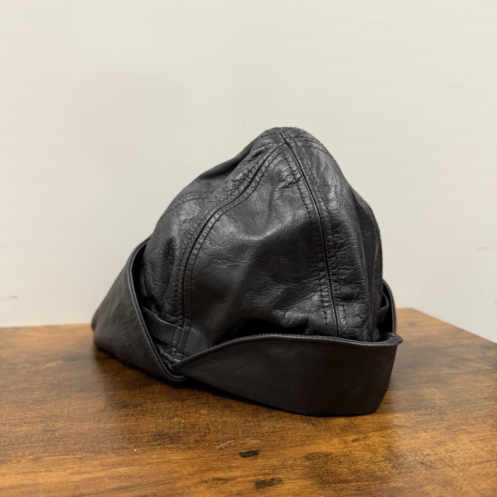 Mil-Tec Black Leather Flight Hood Aviation Pilot Helmet WW1 Repro Cap Hat Large