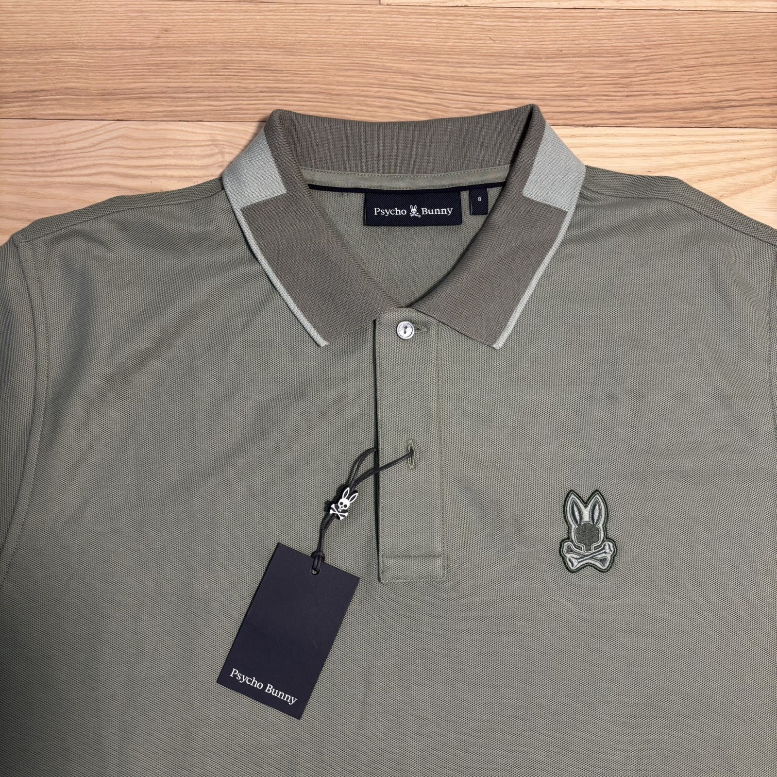 NWT Psycho Bunny Mens Sea Spray Green Short Sleeve Pique Polo Size 8 XXL Cotton