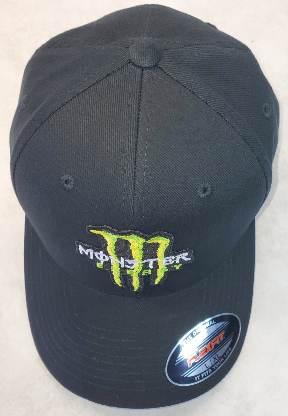 Monster Energy Patch Flexfit 6377 Brushed Twill Hat / Black L/XL 7 1/8″ – 7 5/8″