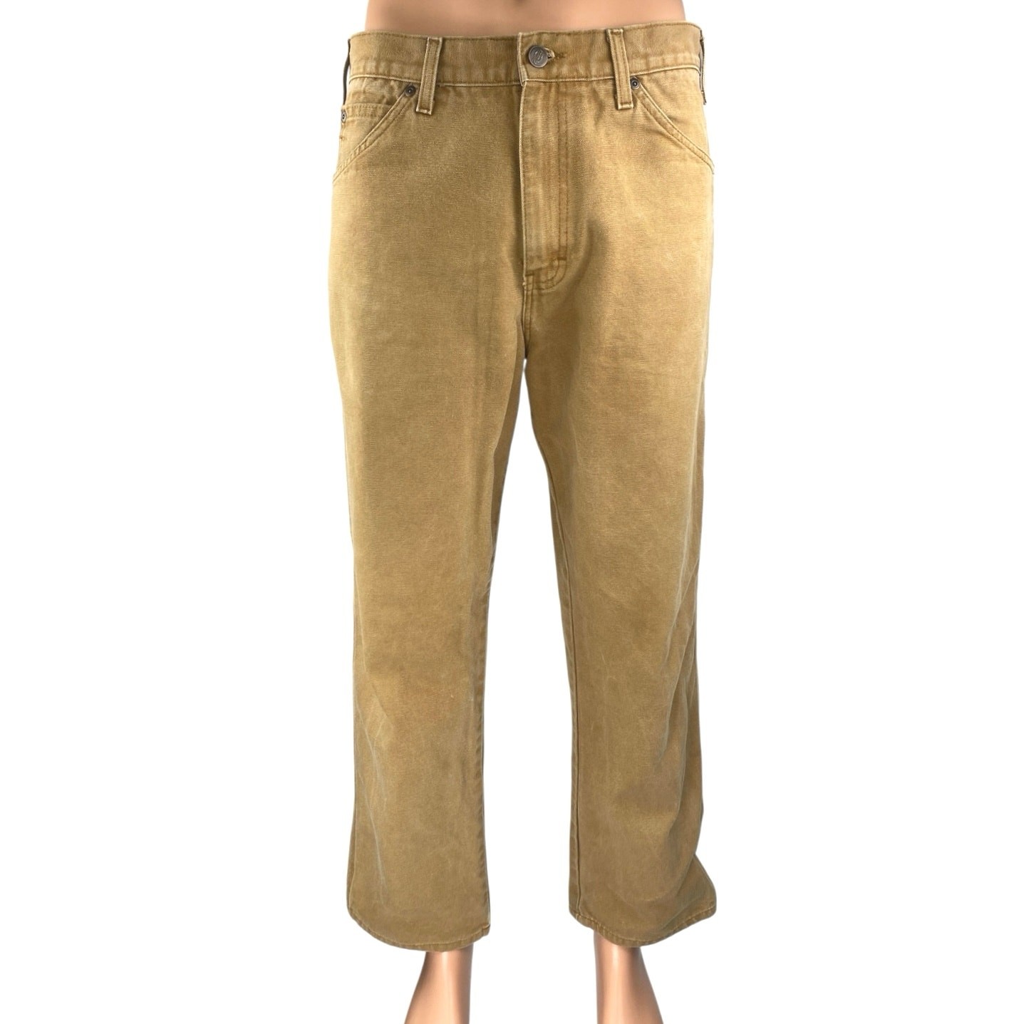 Dickies Men’s Tan Mid Rise Chino Khaki Straight Leg Casual Pants Size 34×30