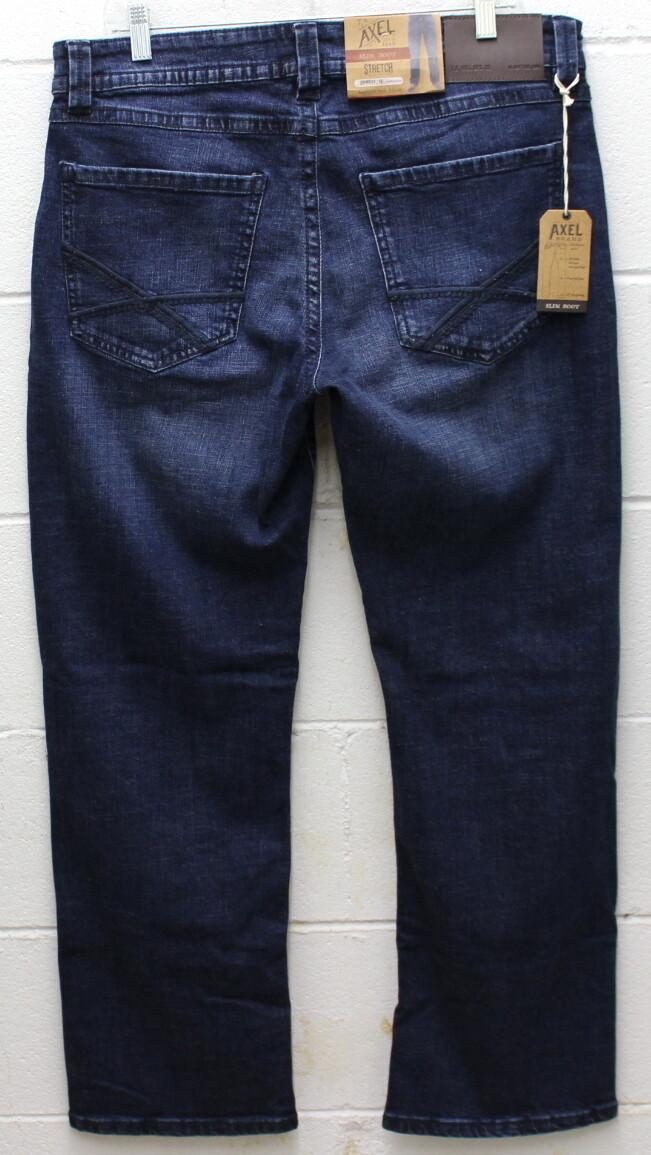 T K Axel Men’s Slim Bootcut Stretch Jeans NEWCASTLE Dark Wash 38×32 38 x 32 New