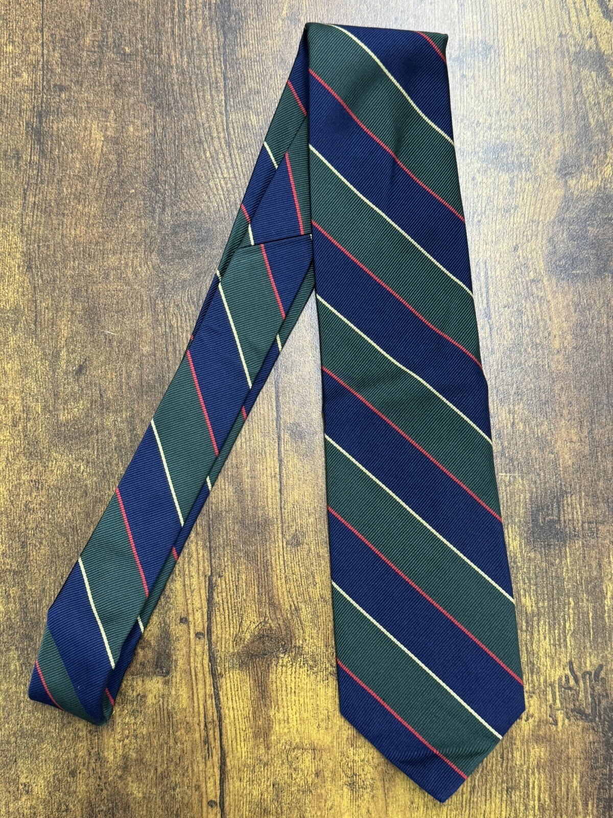 Brooks Brothers Green, Blue, Red & Gold Striped Tie 100% Silk Men’s Necktie 57″