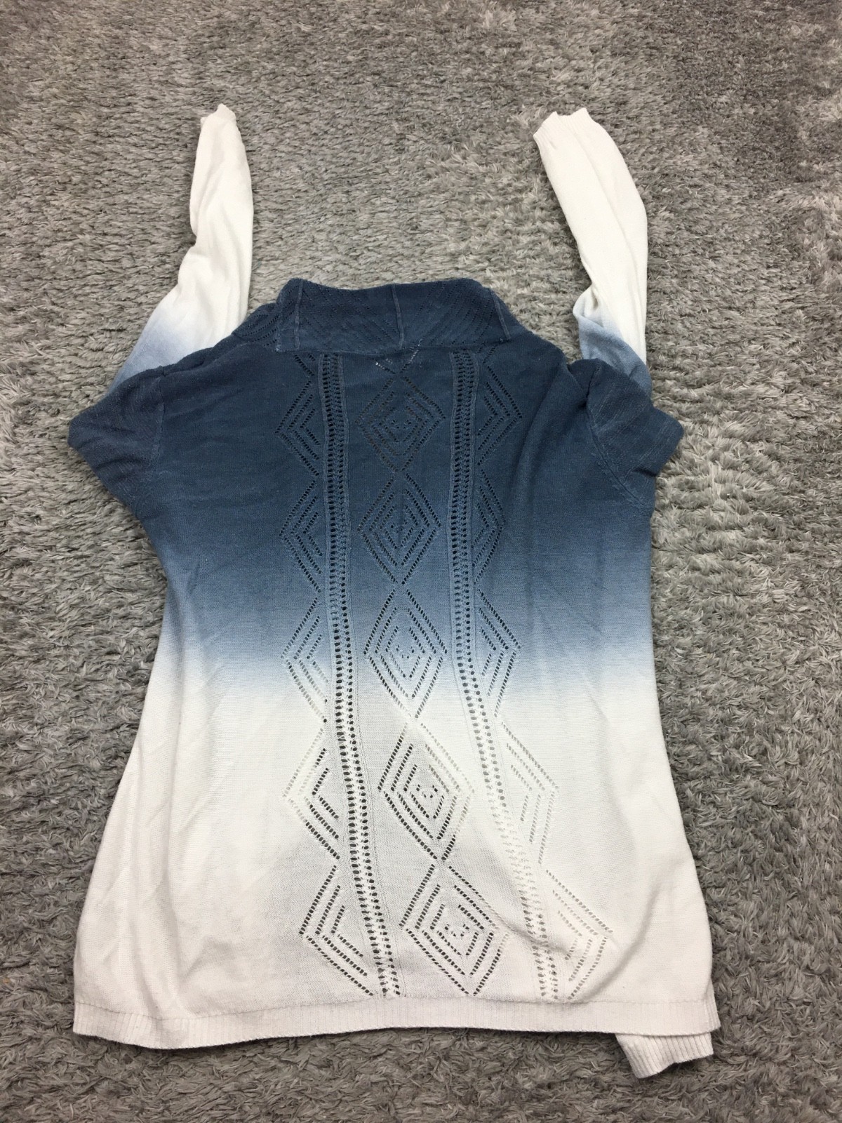 Maurices Cardigan Womens Size 2 Blue White Ambre Open Front Polyester Rayon