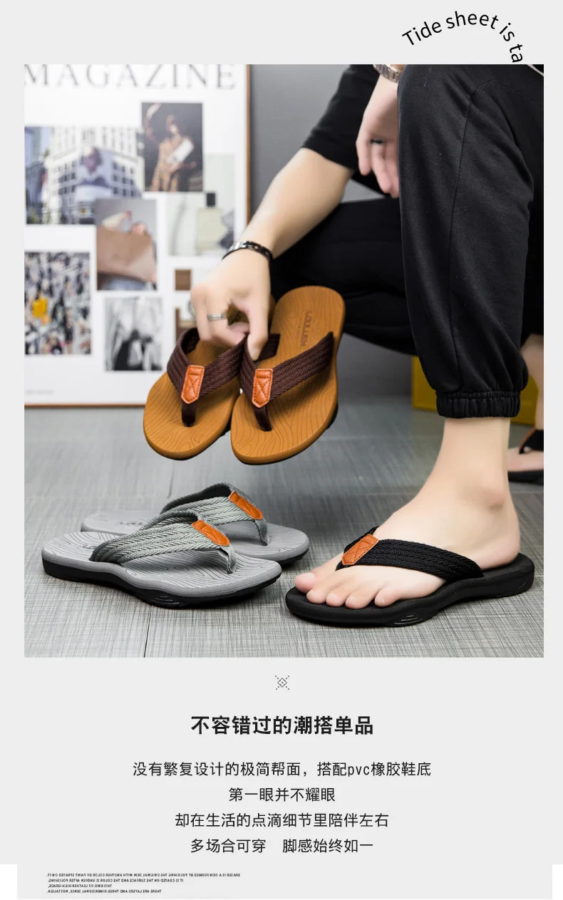 Men Flip Flop Sandals Slip-On Summer Beach Casual Footwear Slides Slippers Gift