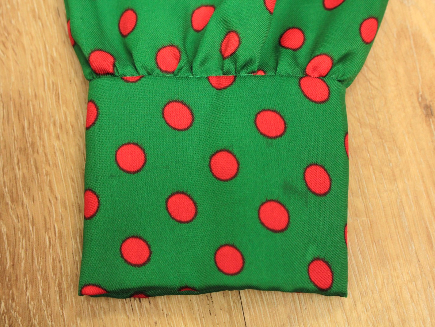 VTG 60s Green & Red Polka Dot Mod Pleated Skirt Dress Sz M 1960s Carlye