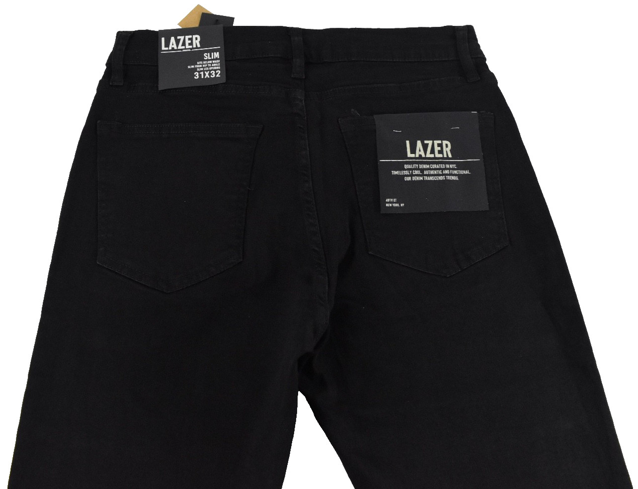 Lazer Men’s Jeans New 30 31 32 33 34 36 Black Denim 5 Pockets Slim Fit