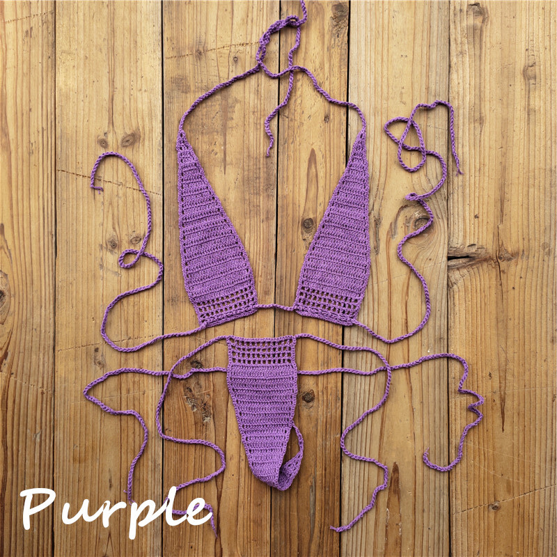 Hand Crochet Micro Swimwear Women Romance Sexy Mini Bikini Set Sunbathing Cotton