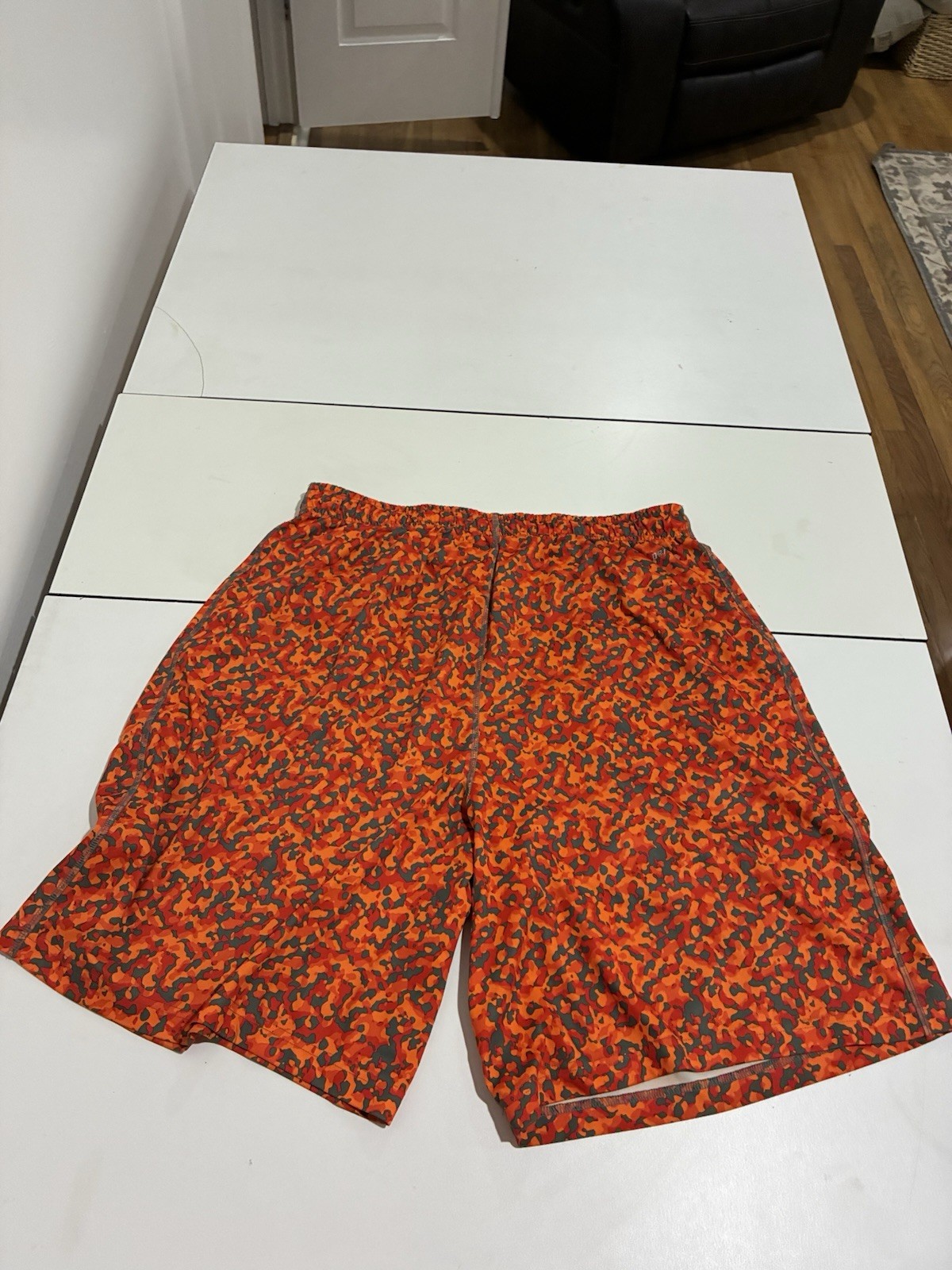 Nike Shorts 2XL Orange Camo 10″ Inseam Running Club Training Sports Retro Hoops