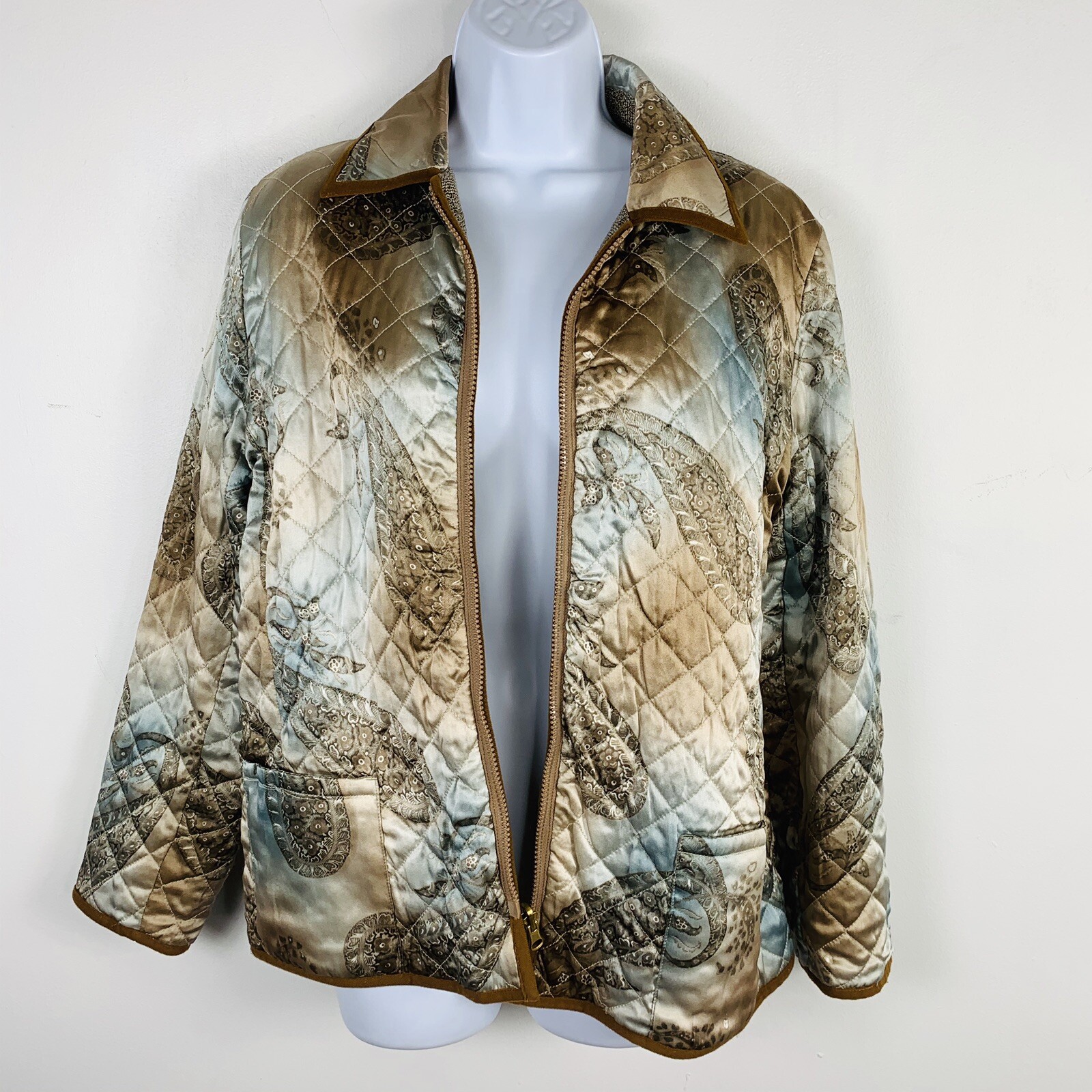 Harvé Benard Reversible Jacket Sz 10 Quilted Zip Up Animal Print Plaid VINTAGE