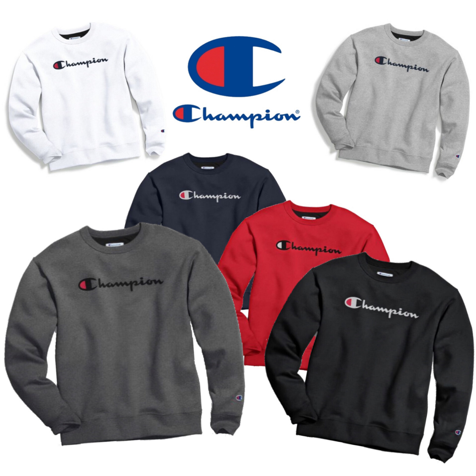 Champion Powerblend Men’s Crew Script Logo Sweatshirt GF88H Y06794