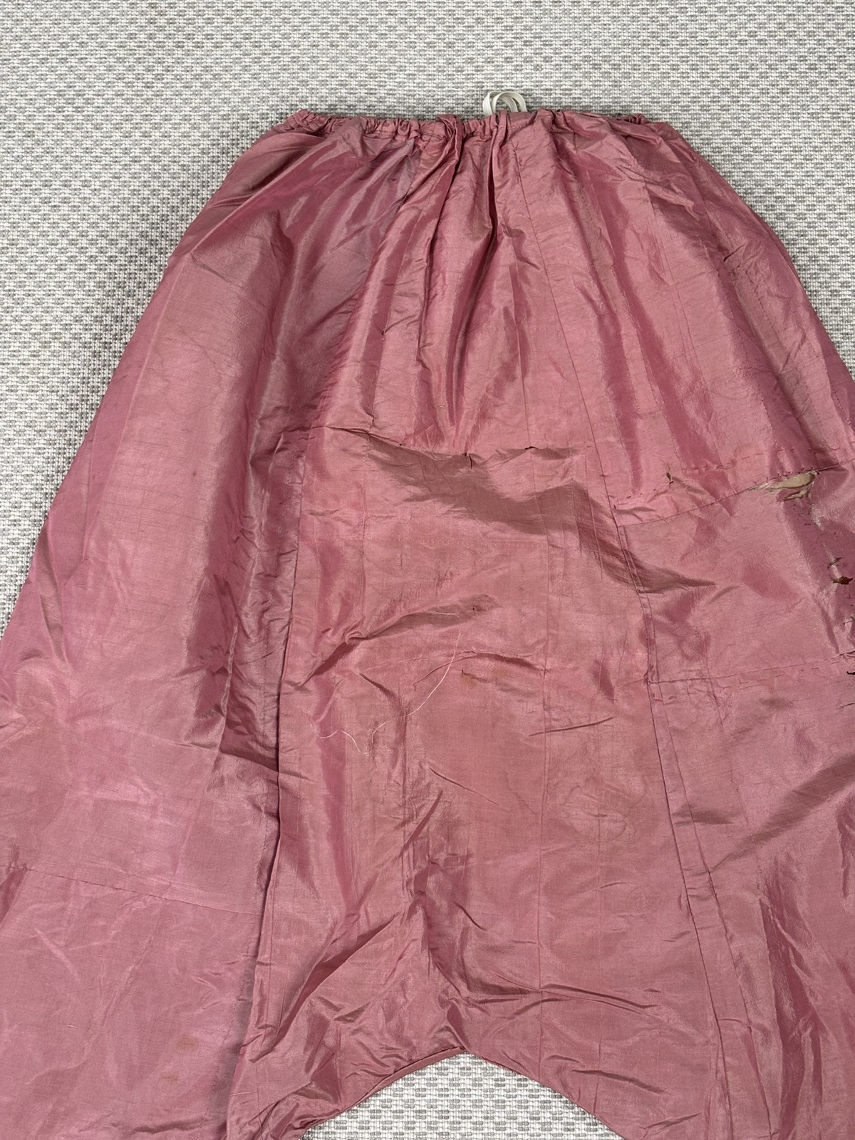 Antique Middle Eastern Harem Pants Shiny Pink Silk Drawstring Waist AS IS