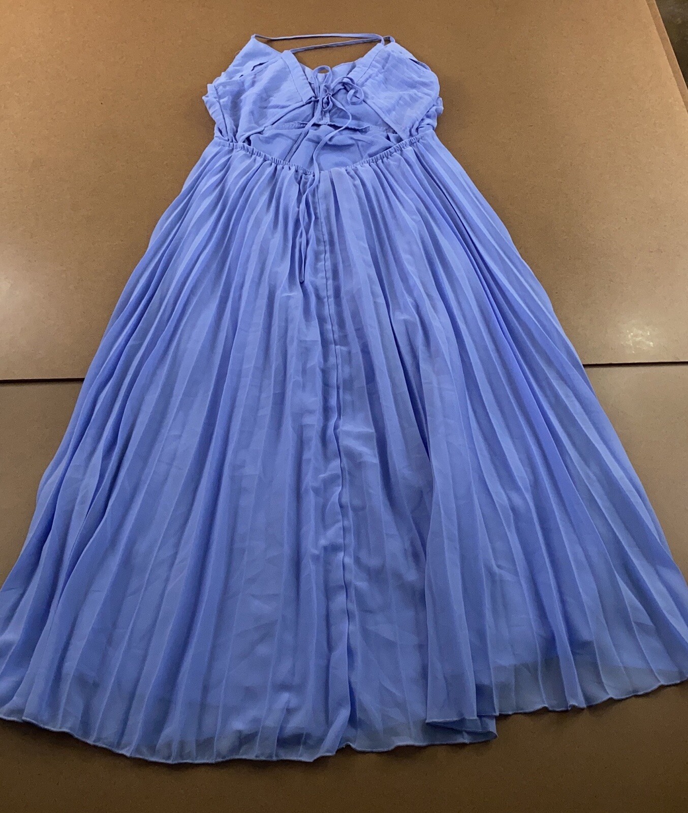 ASOS Design Womens Size 12 Light Blue Pleated Strappy Open Back Midi Dress NWT