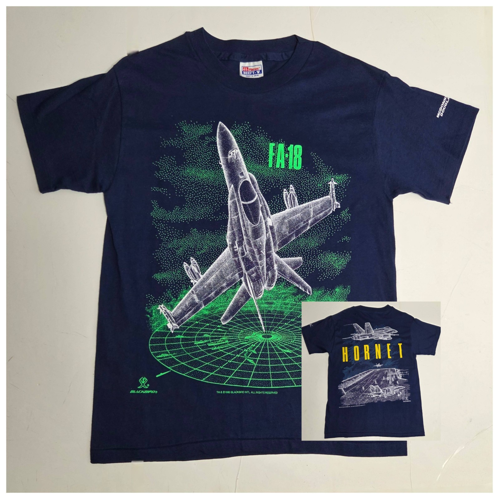 Vintage Blackbird F/A-18 Hornet Jet TShirt M Mcdonnell Douglas Single Stitch USA
