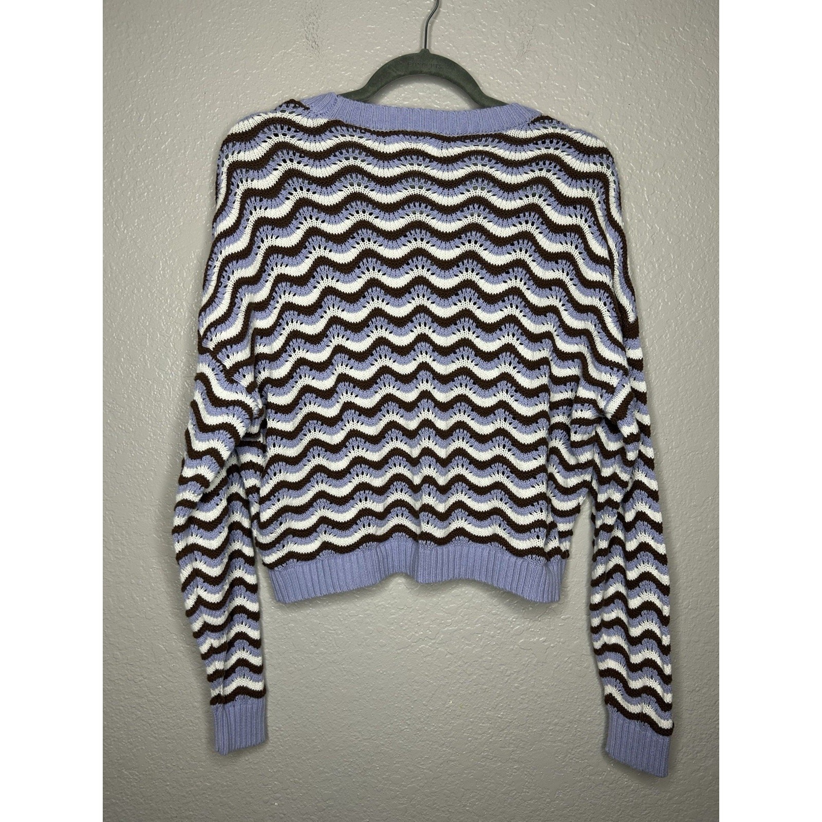 Hollister Purple Brown Striped Knit Sweater Size Large Preppy Y2K Style Academia